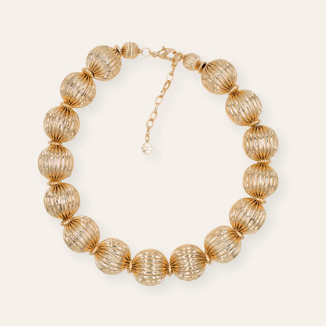TFC Vortex Bold Bead Statement Gold Plated Necklace