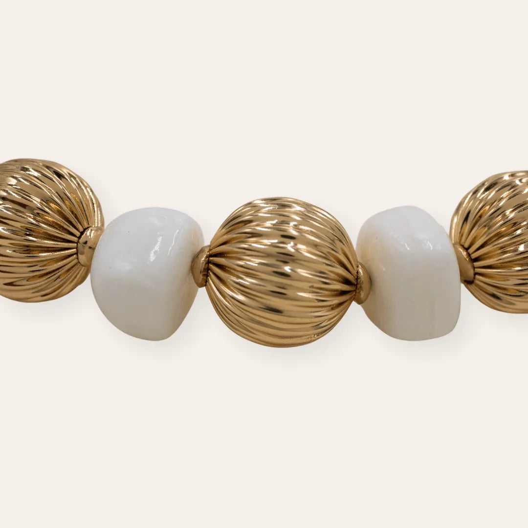 TFC Vortex Bold Bead White Stone Gold Plated NecklaceTFC Vortex Bold Bead White Stone Gold Plated Necklace