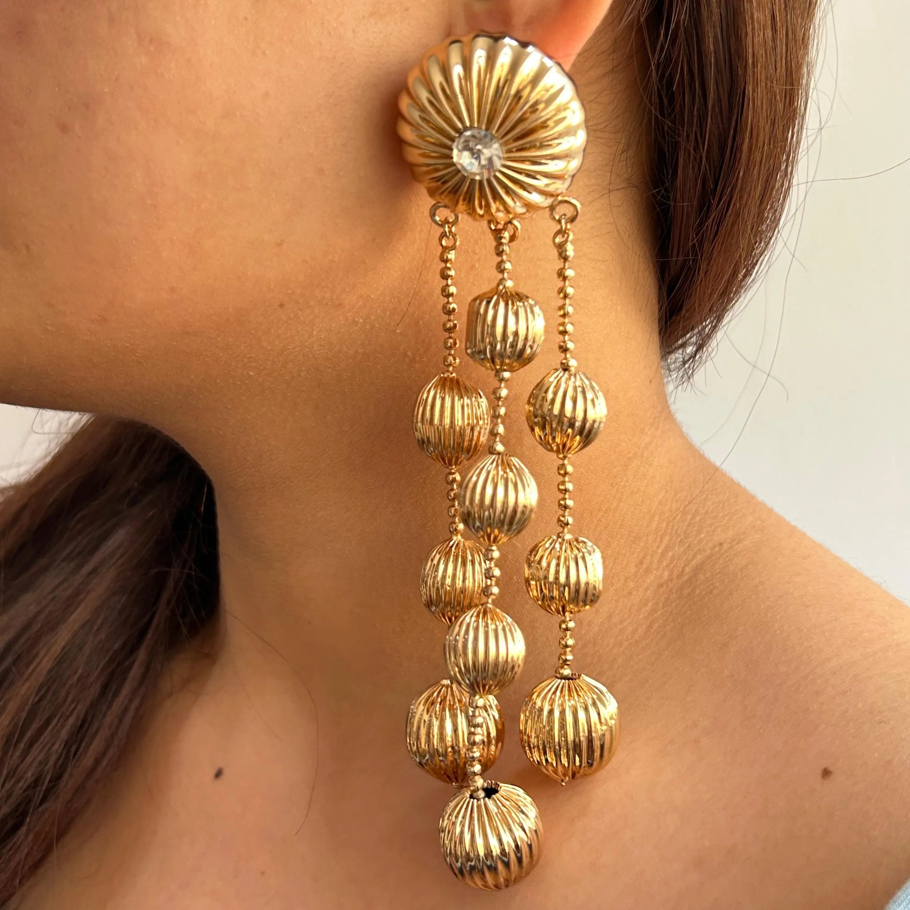 TFC Vortex Circle Pie Gold Plated Dangler Earrings