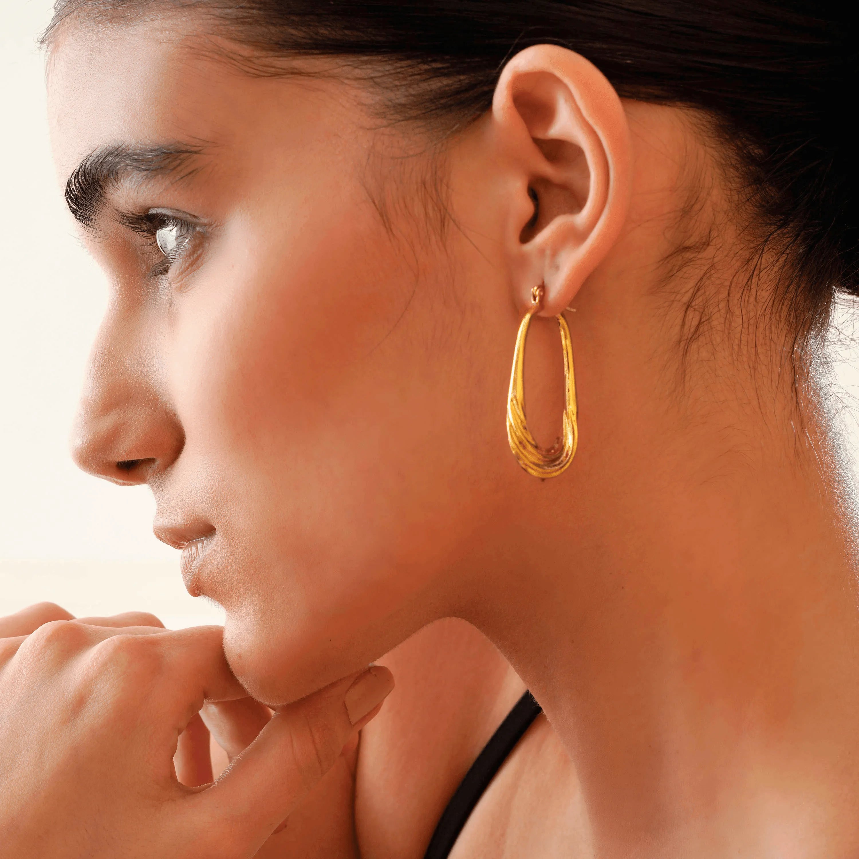 Curvy Gold Plated Hoop Earrings