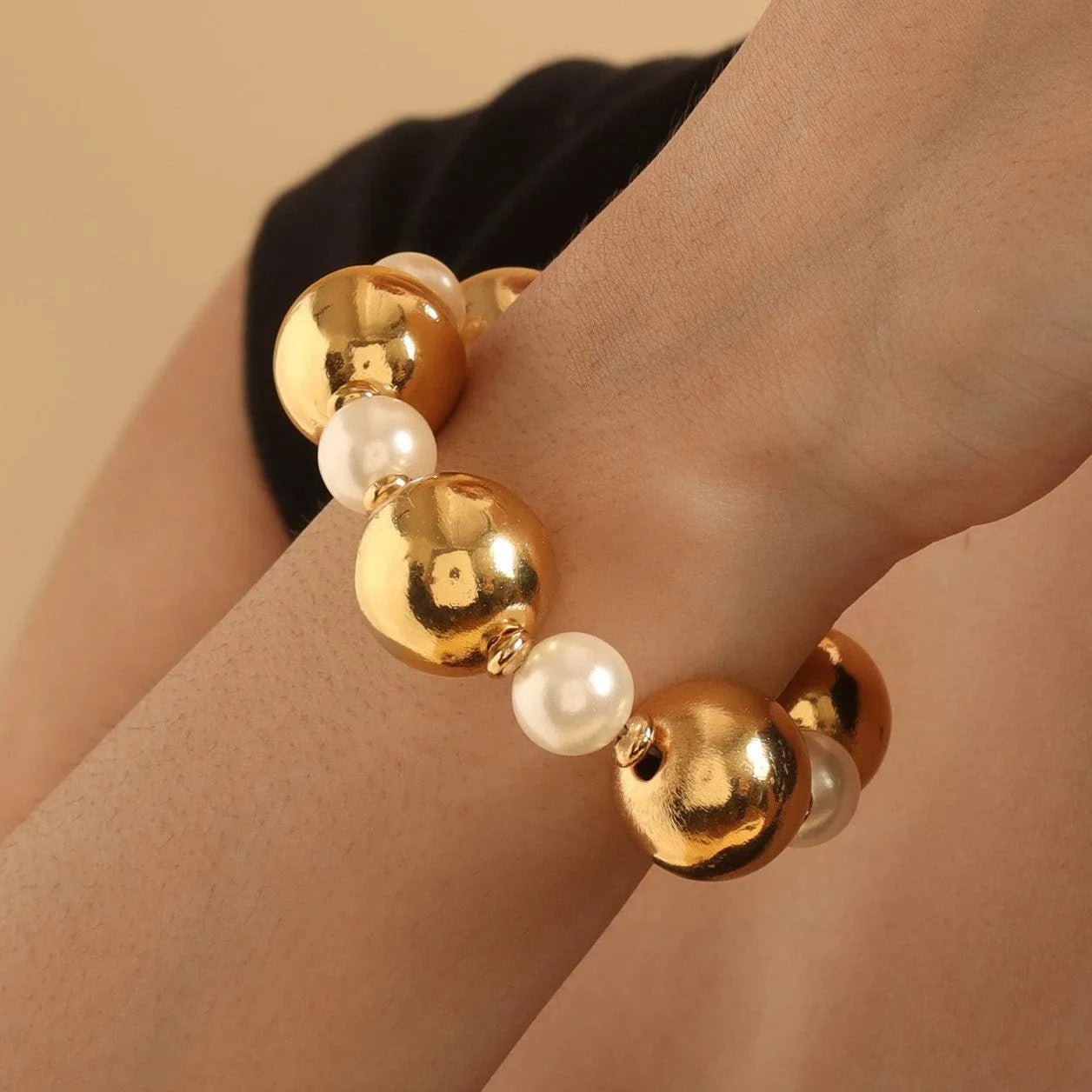 Trendy Gold Pearl Bead Bracelets for Ladies TFC - Main Image