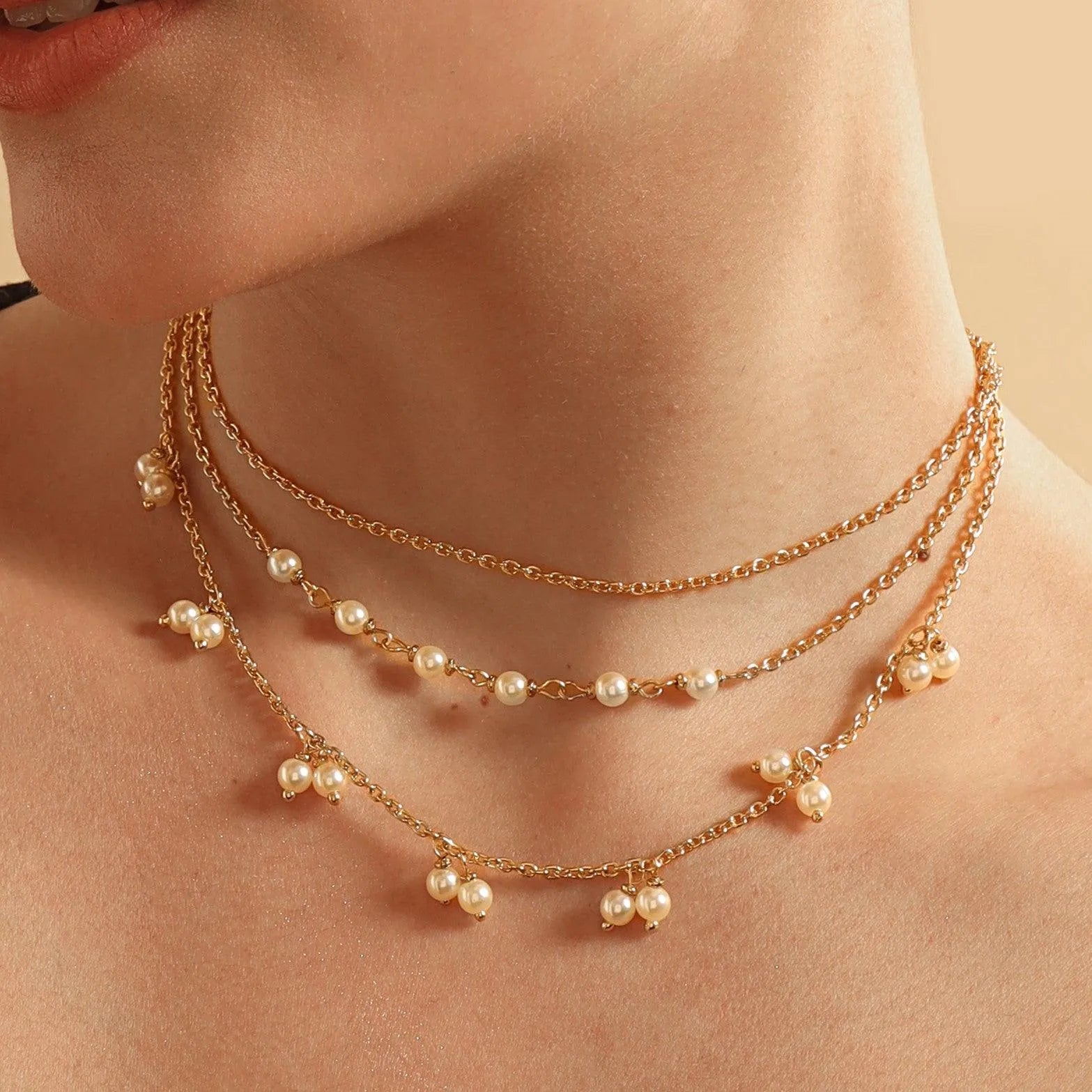 TFC Elated Pearls Silver Plated Layered Necklace-Enhance your elegance with our collection of gold-plated necklaces for women. Choose from stunning pendant necklaces, chic choker necklaces, and trendy layered necklaces. Our sleek and dainty designs are both affordable and anti-tarnish, ensuring lasting beauty. Enjoy the cheapest fashion jewellery, lightweight and stylish- only at The Fun Company.