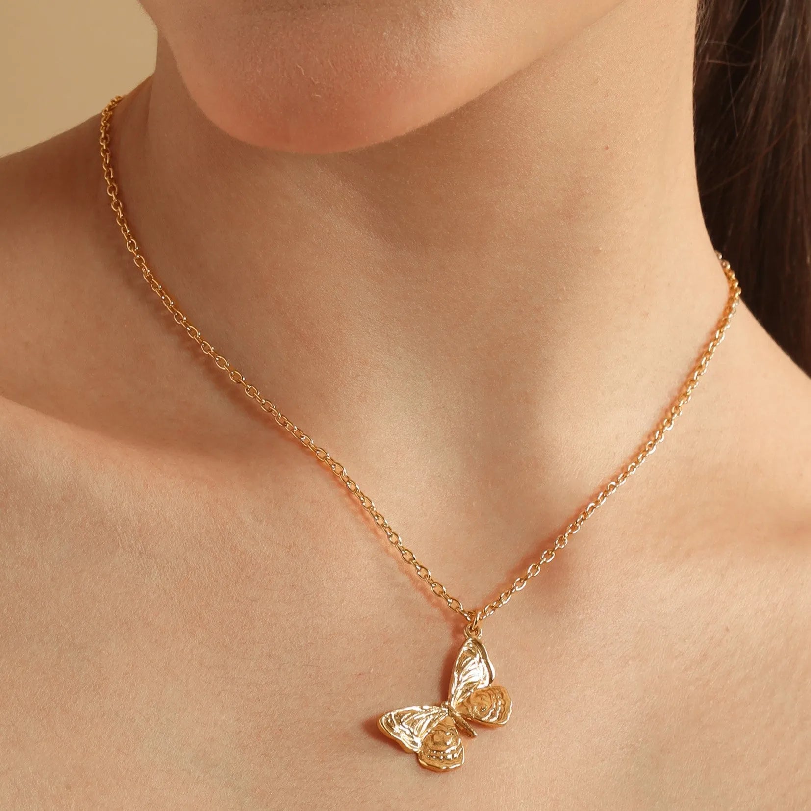 Butterfly gold plated deals necklace