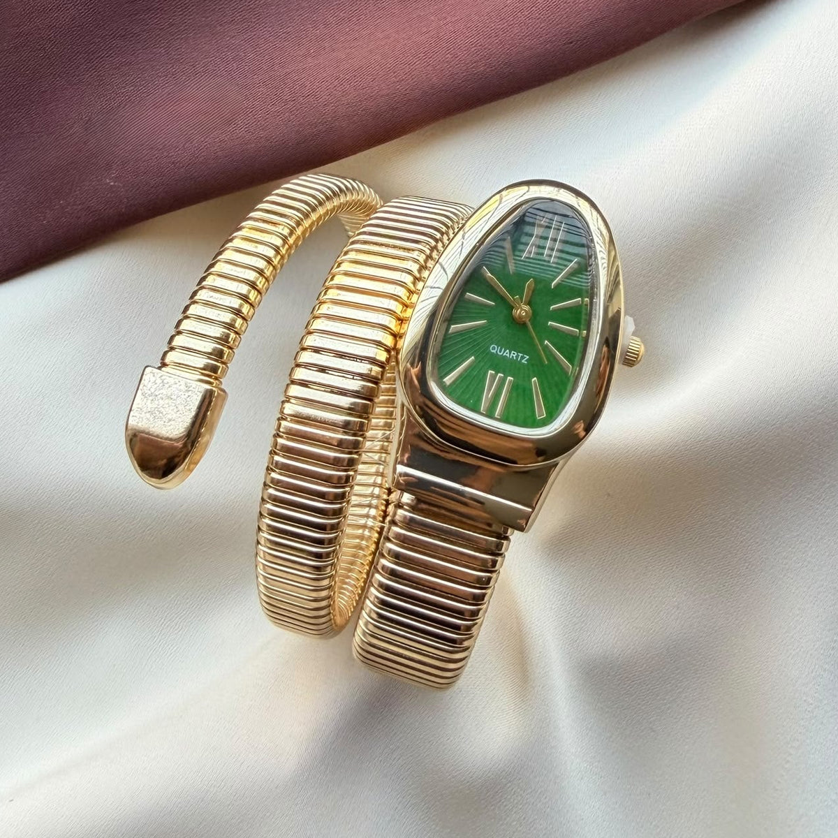 TFC Size 2.8 Green Glow Gold Plated Snake Watch