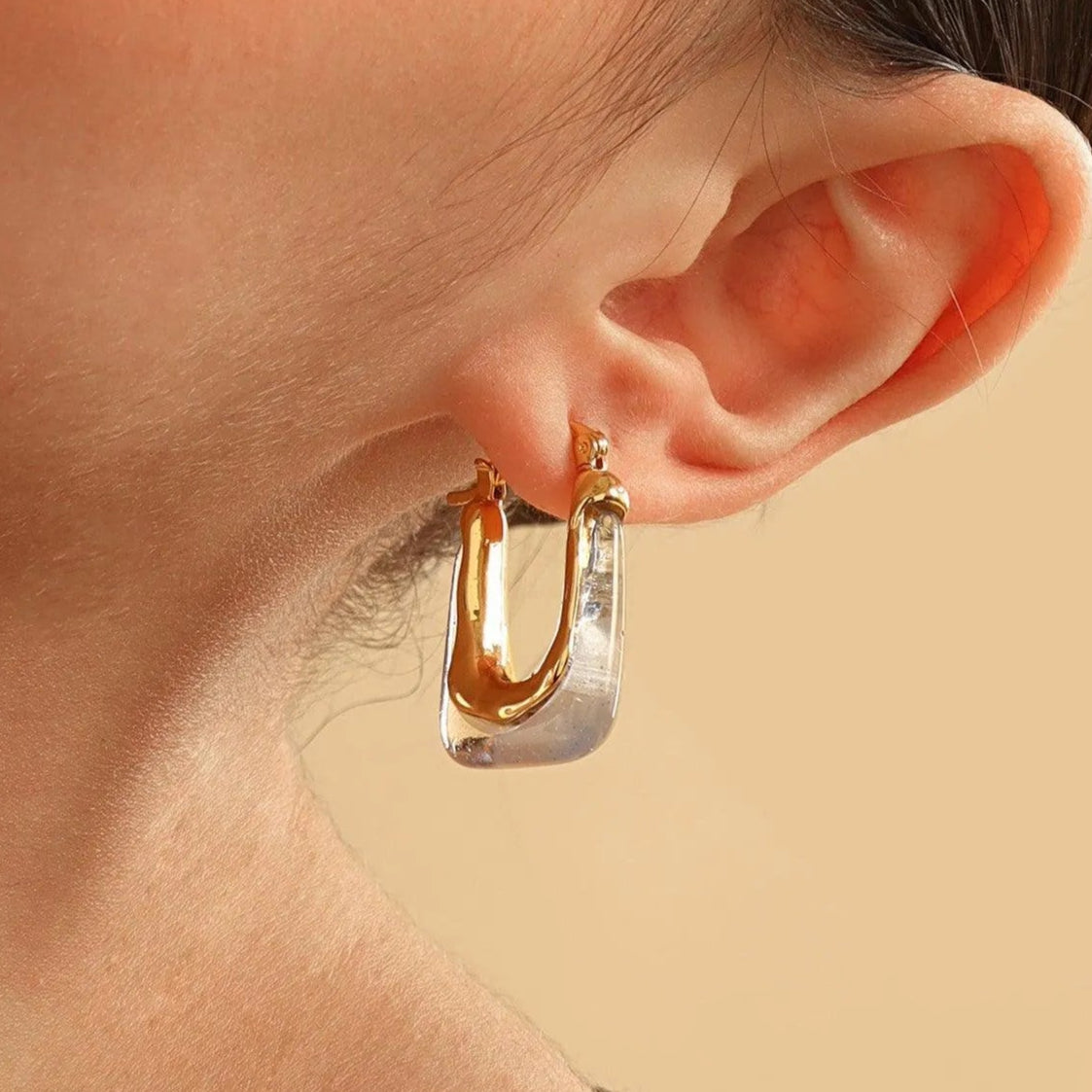 TFC Square White Resin Gold Plated Hoop Earrings- Discover daily wear gold earrings including stud earrings, hoop earrings, and pearl earrings, perfect as earrings for women and earrings for girls.Find the cheapest fashion jewellery which is anti-tarnish only at The Fun company