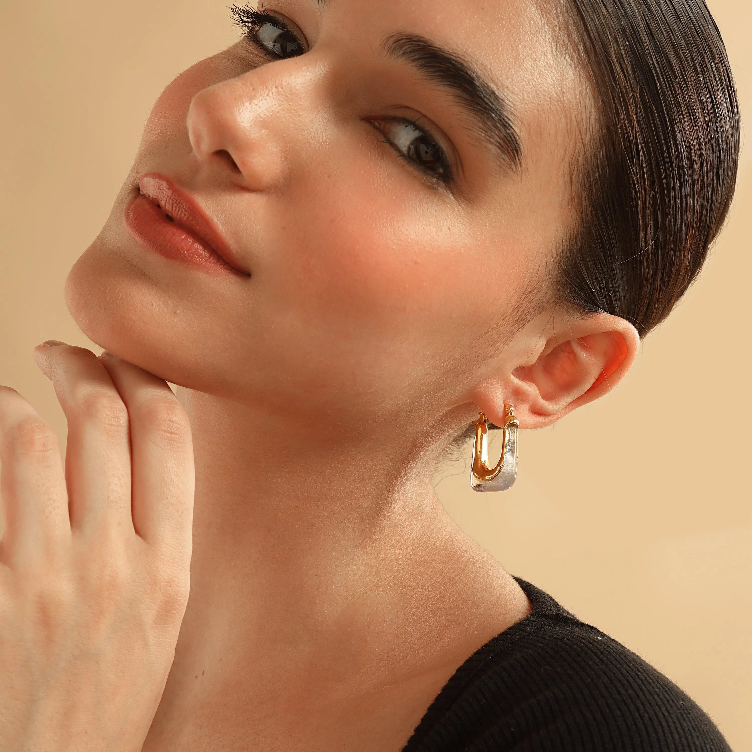 TFC Square White Resin Gold Plated Hoop Earrings- Discover daily wear gold earrings including stud earrings, hoop earrings, and pearl earrings, perfect as earrings for women and earrings for girls.Find the cheapest fashion jewellery which is anti-tarnish only at The Fun company