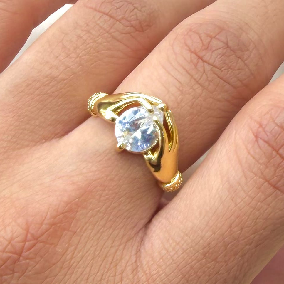 TFC Safe Stone Gold Plated Adjustable Ring