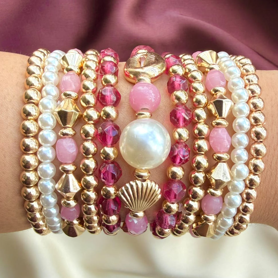 TFC Stretchable Girly Pinky Gold Plated Bracelet (set of 11)