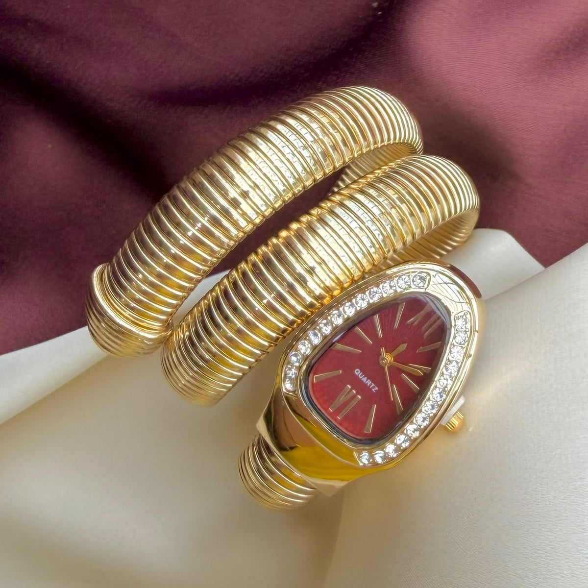 TFC Red Spiral Gold Plated Watch