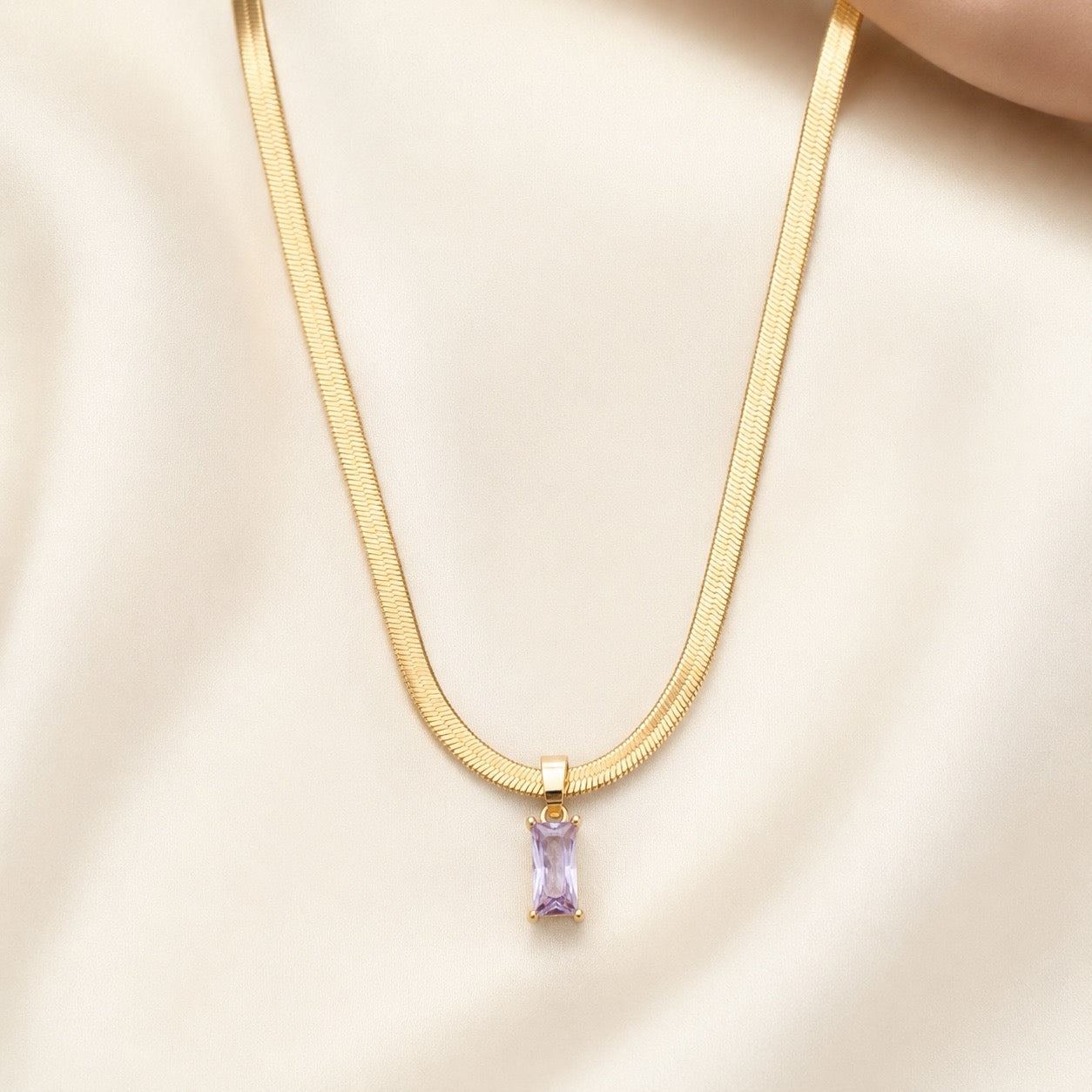TFC Purple Recto Gold Plated Pendant Necklace