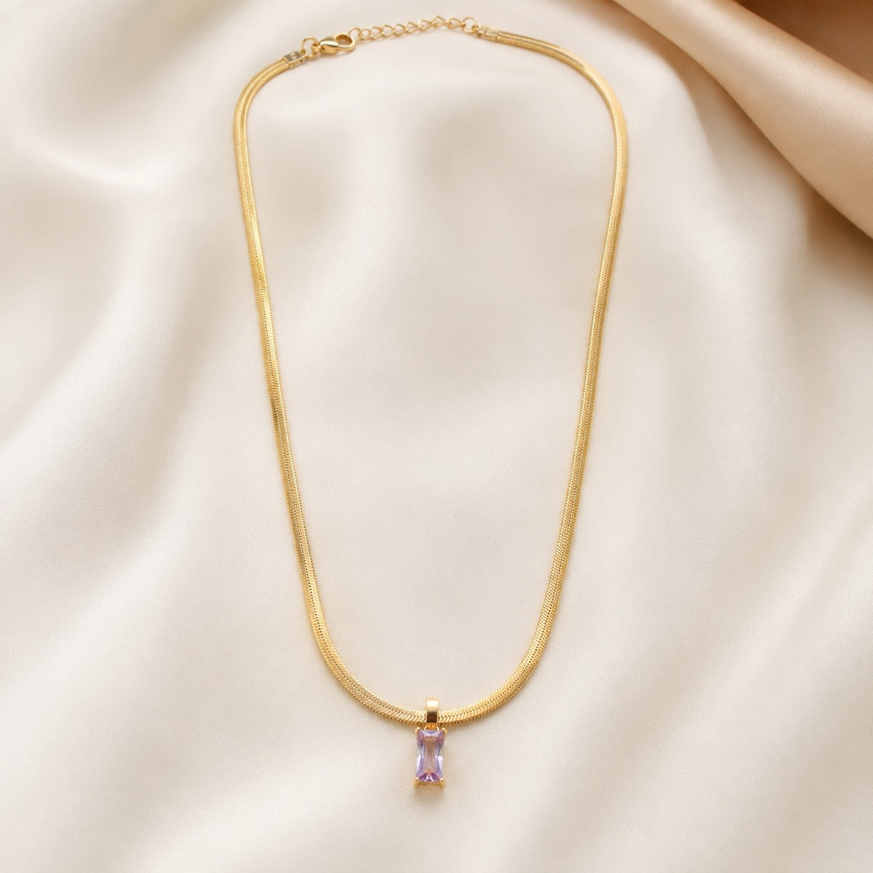 TFC Purple Recto Gold Plated Pendant Necklace