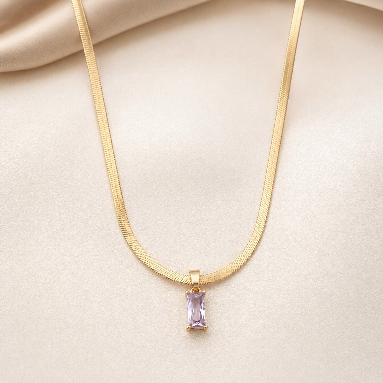 TFC Purple Recto Gold Plated Pendant Necklace