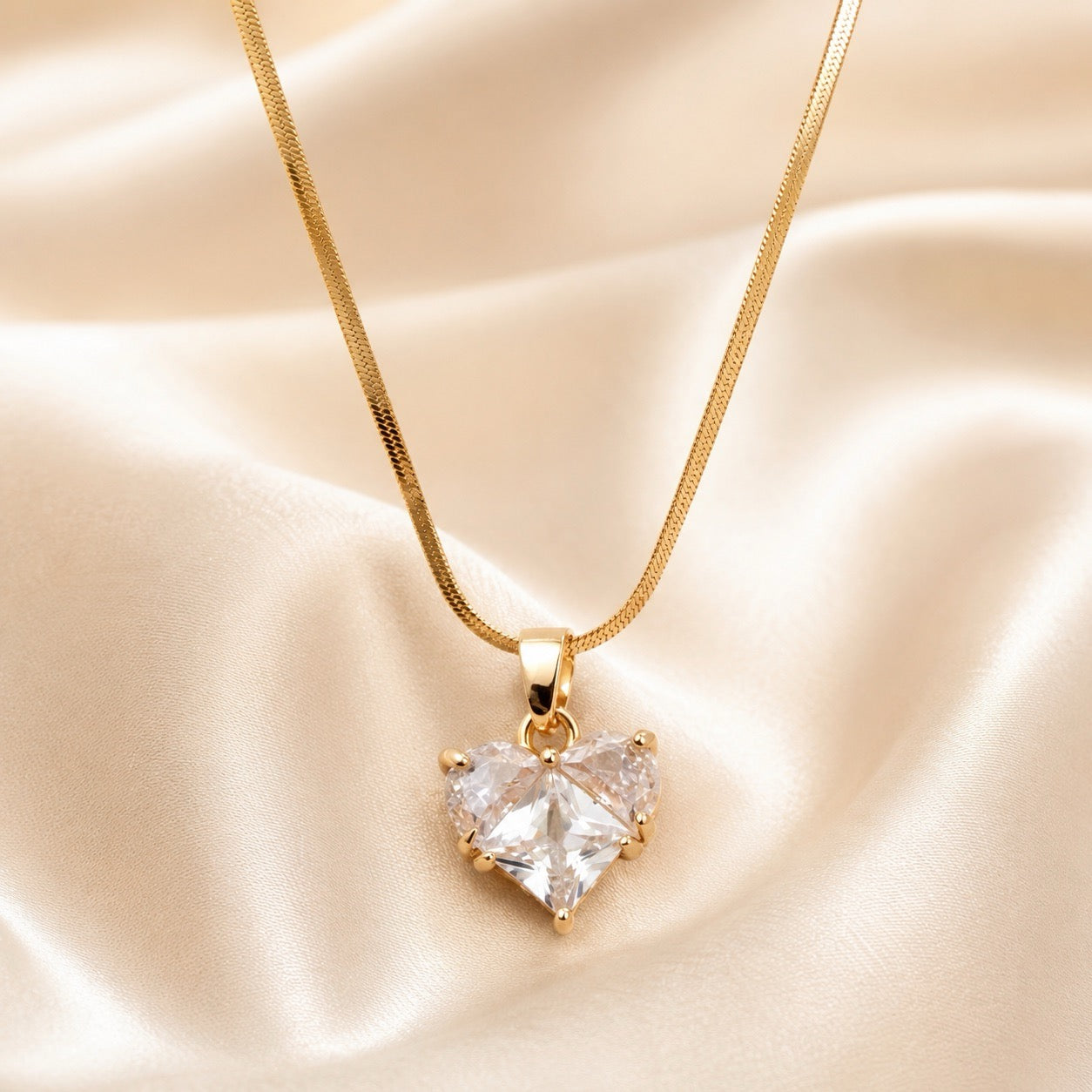 TFC Diamond Heart Gold Plated Pendant Necklace