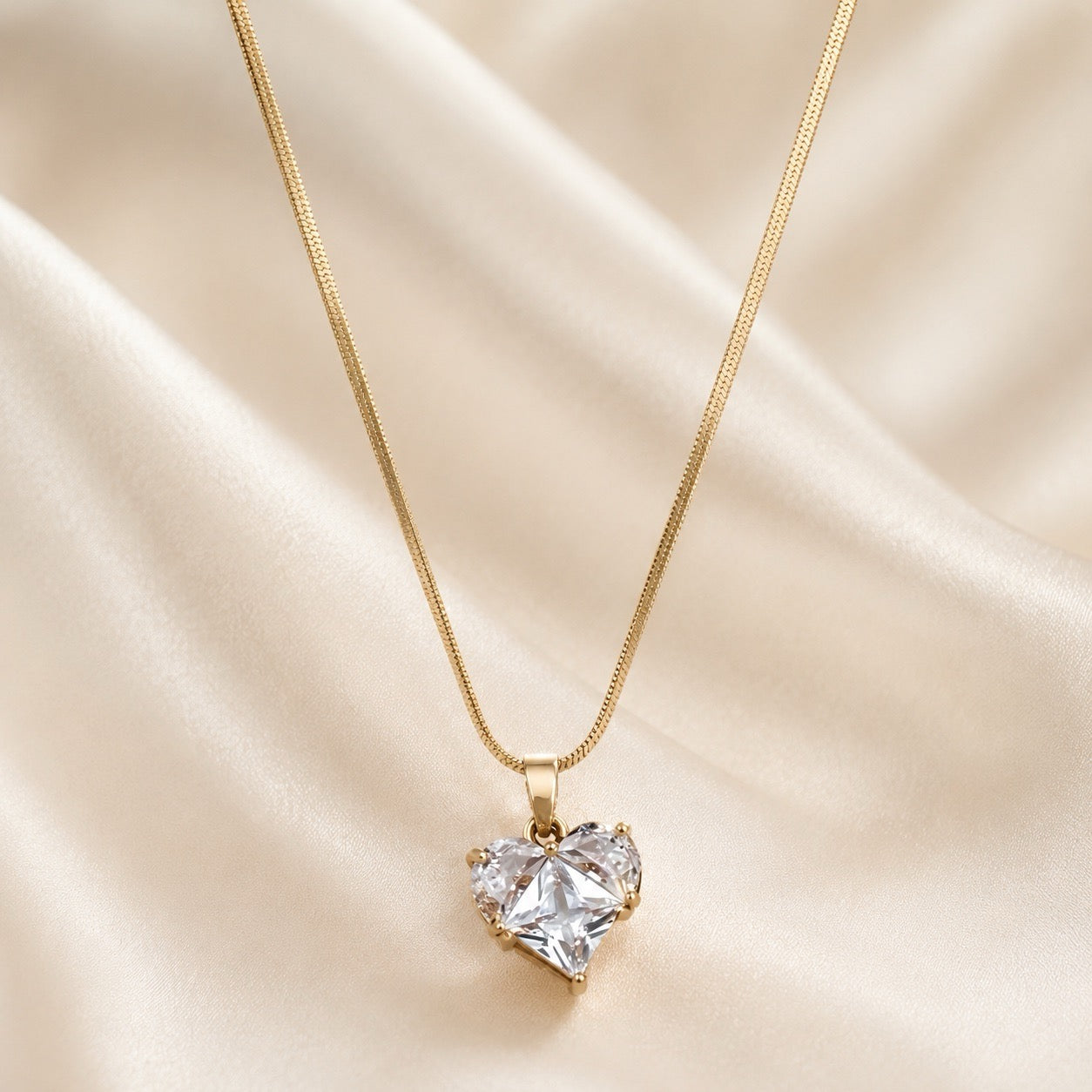 TFC Diamond Heart Gold Plated Pendant Necklace