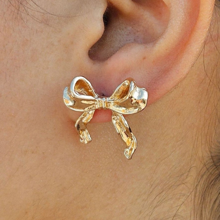 TFC Mini Bow Gold Plated Stud Earrings