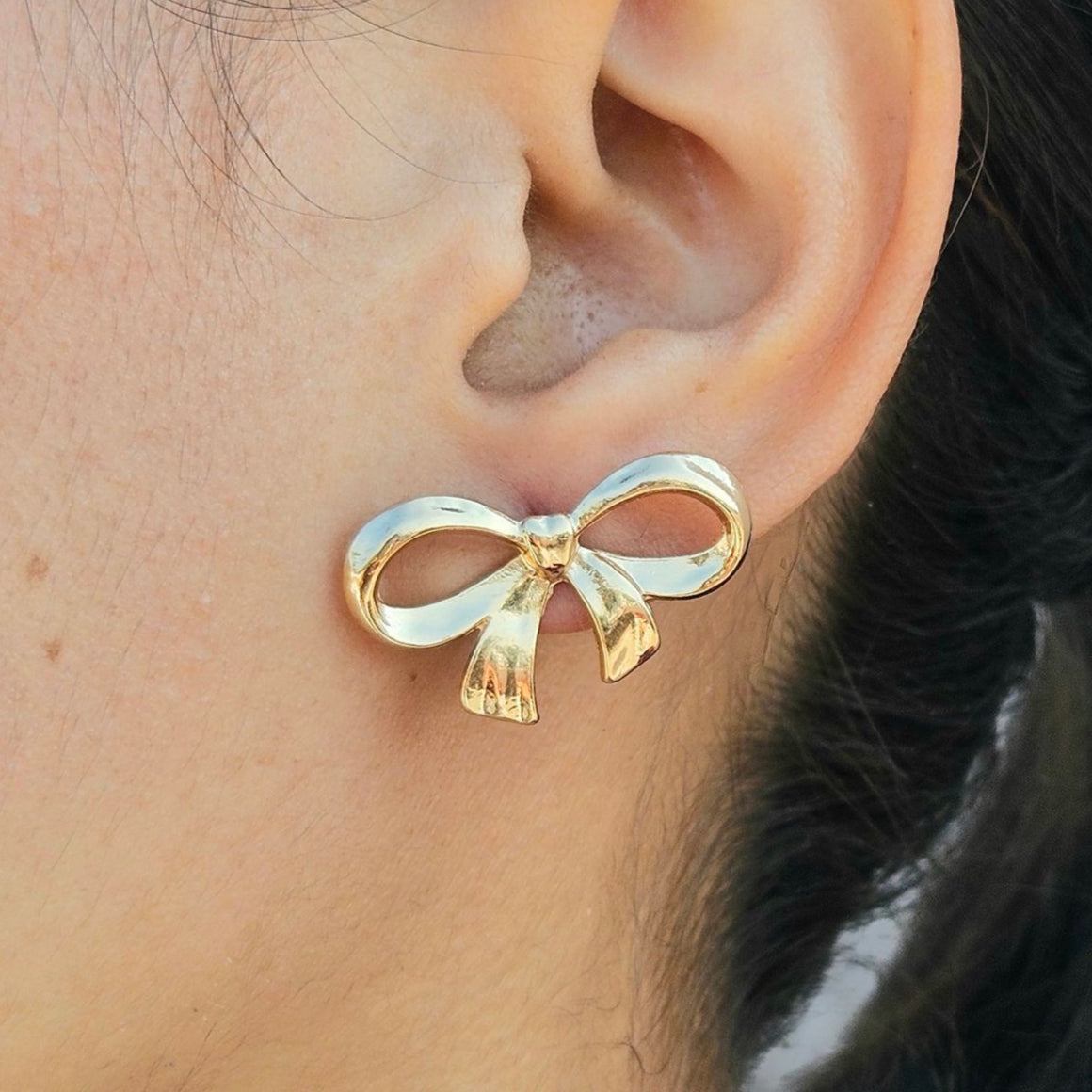 TFC Mini Bow Tie Gold Plated Stud Earrings