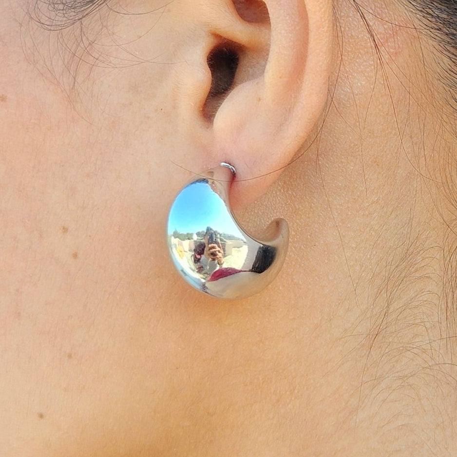 TFC Trendy Big Chic Bottega Silver Plated Stud Earrings