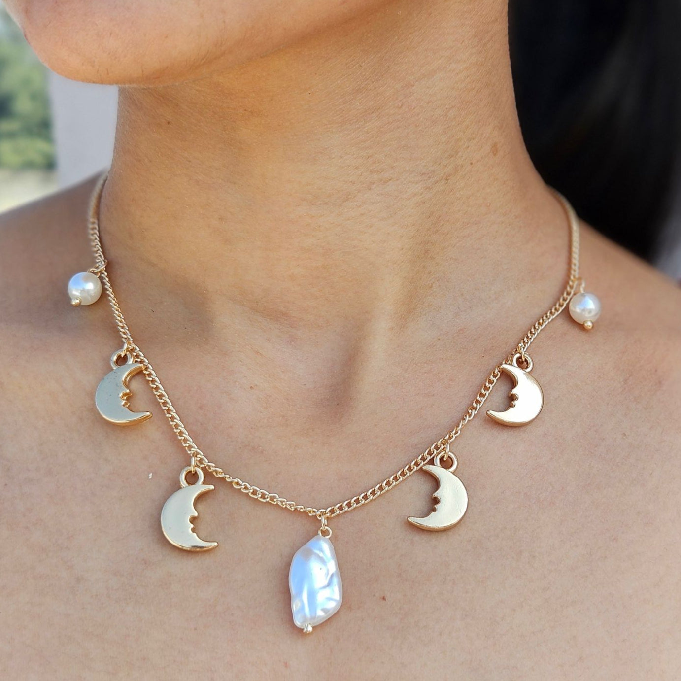 TFC Moon Charms Gold Plated Necklace