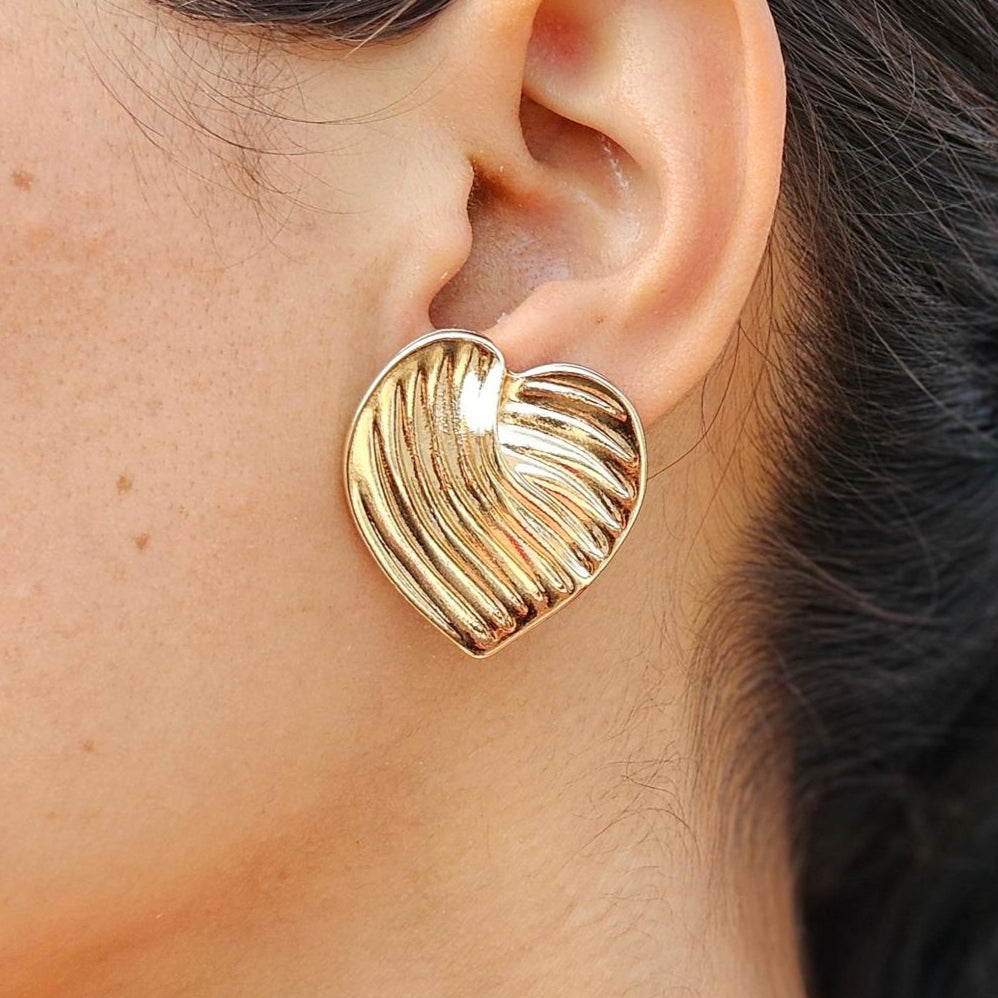 TFC Heart Spark Gold Plated Stud Earrings