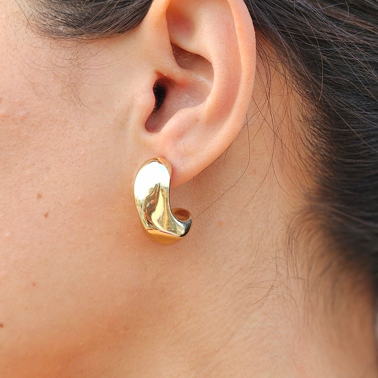 TFC Peanut Gold Plated Huggie Stud Earrings