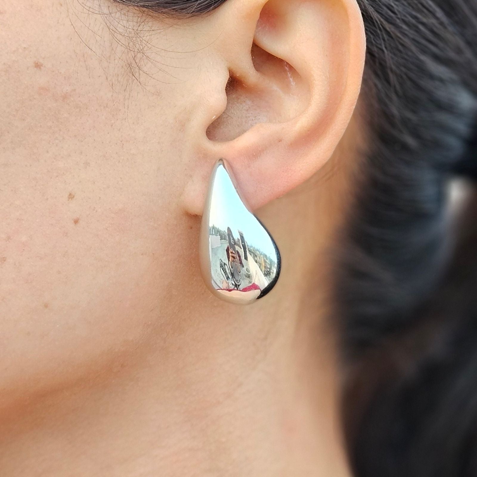TFC Trendy Biggest Bottega Teardrop Silver Plated Stud Earrings