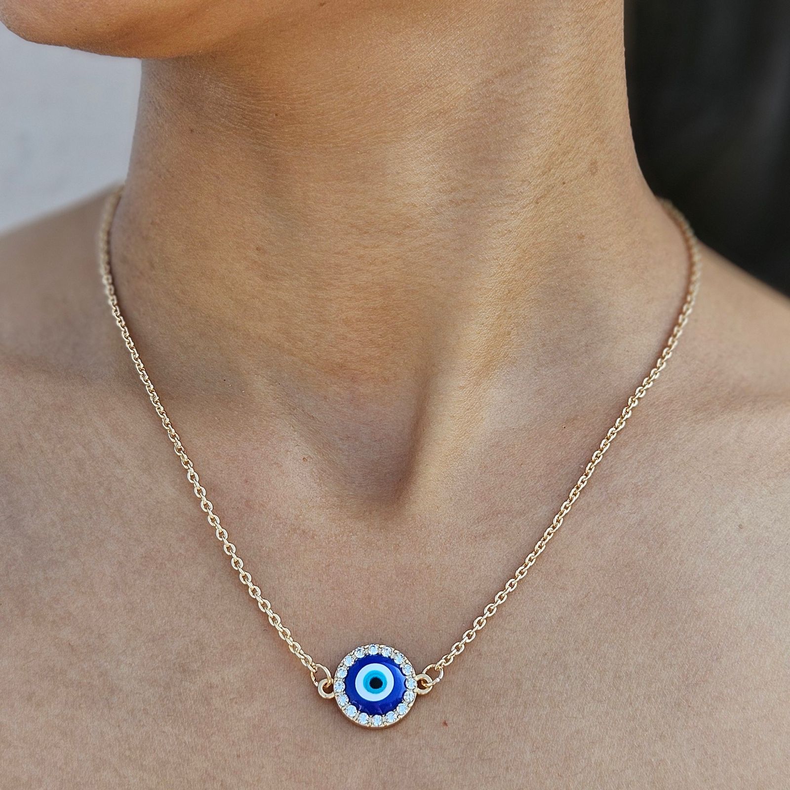 TFC Round Evil Eye Gold Plated Necklace