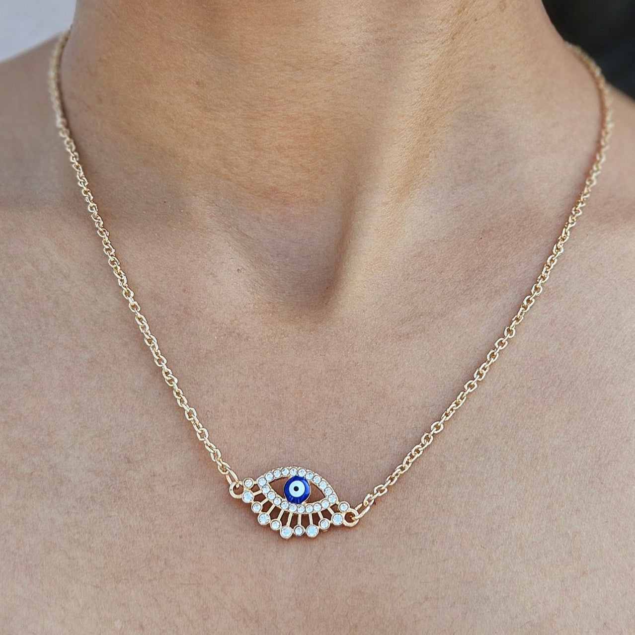 TFC Evil Eye String Gold Plated Pendant Necklace