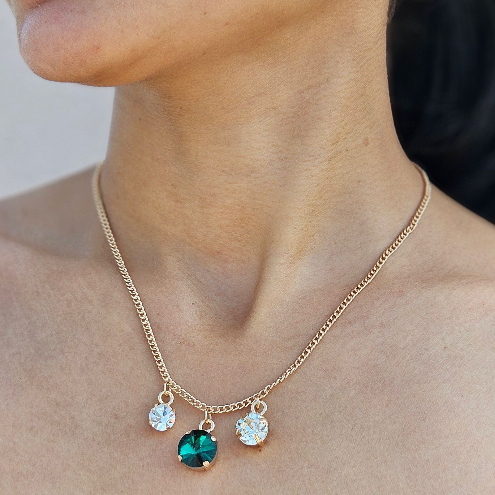 TFC Emerald In Mid Gold Plated Necklace