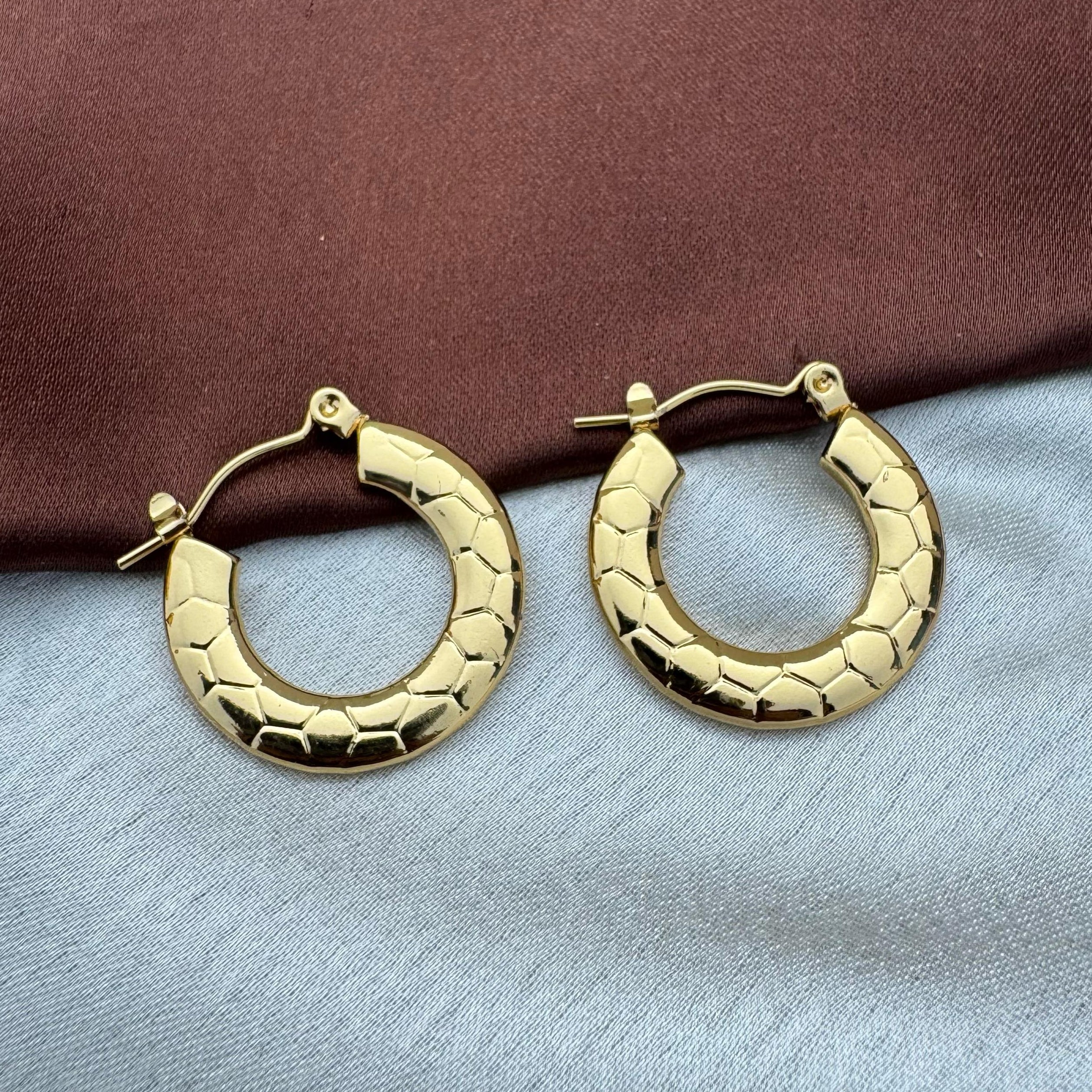 TFC Snake Print Gold Plated Hoop Earrings