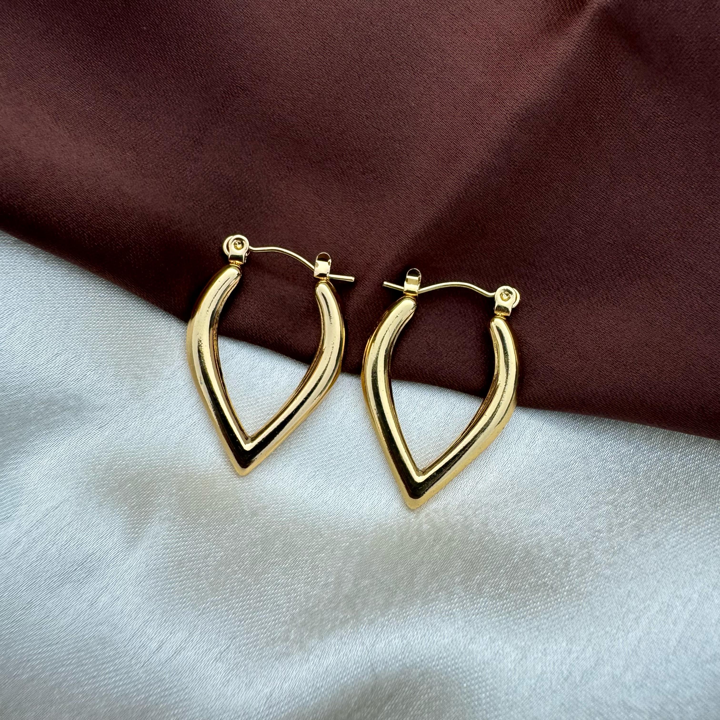 TFC Hollow Drop Gold Plated Hoop Earrings