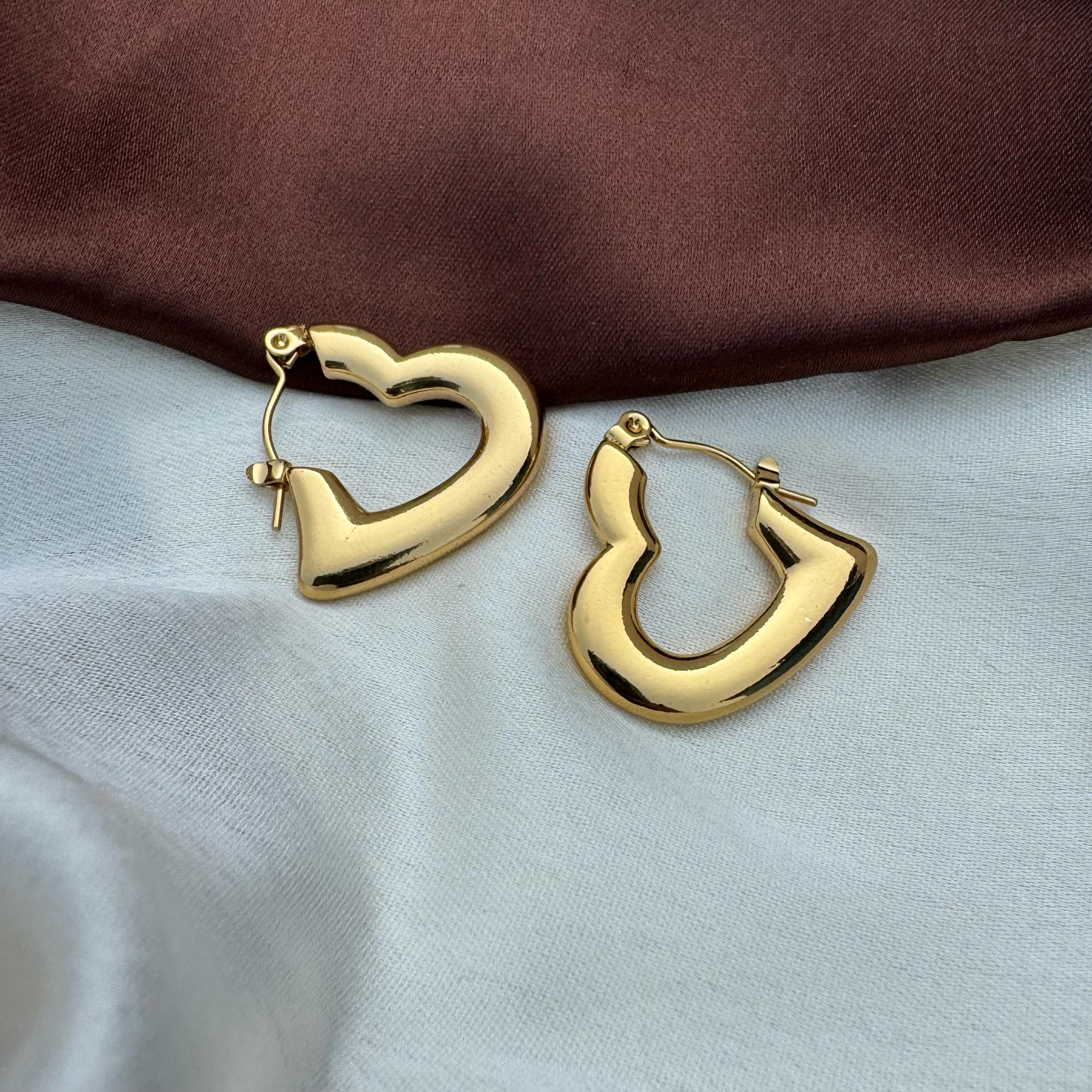 TFC Fine Heart Gold Plated Hoop Earrings