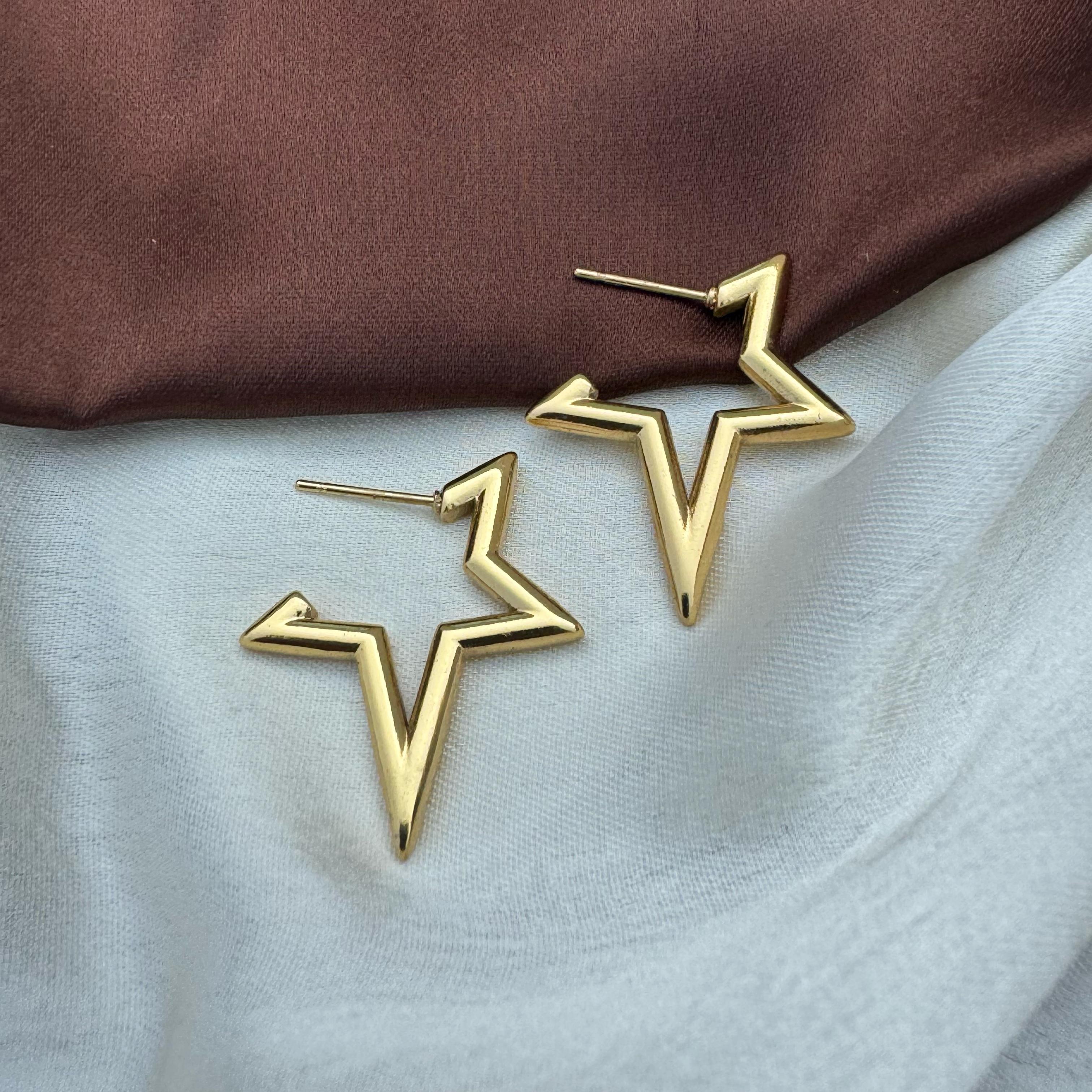 TFC Super Star Gold Plated Hoop Earrings