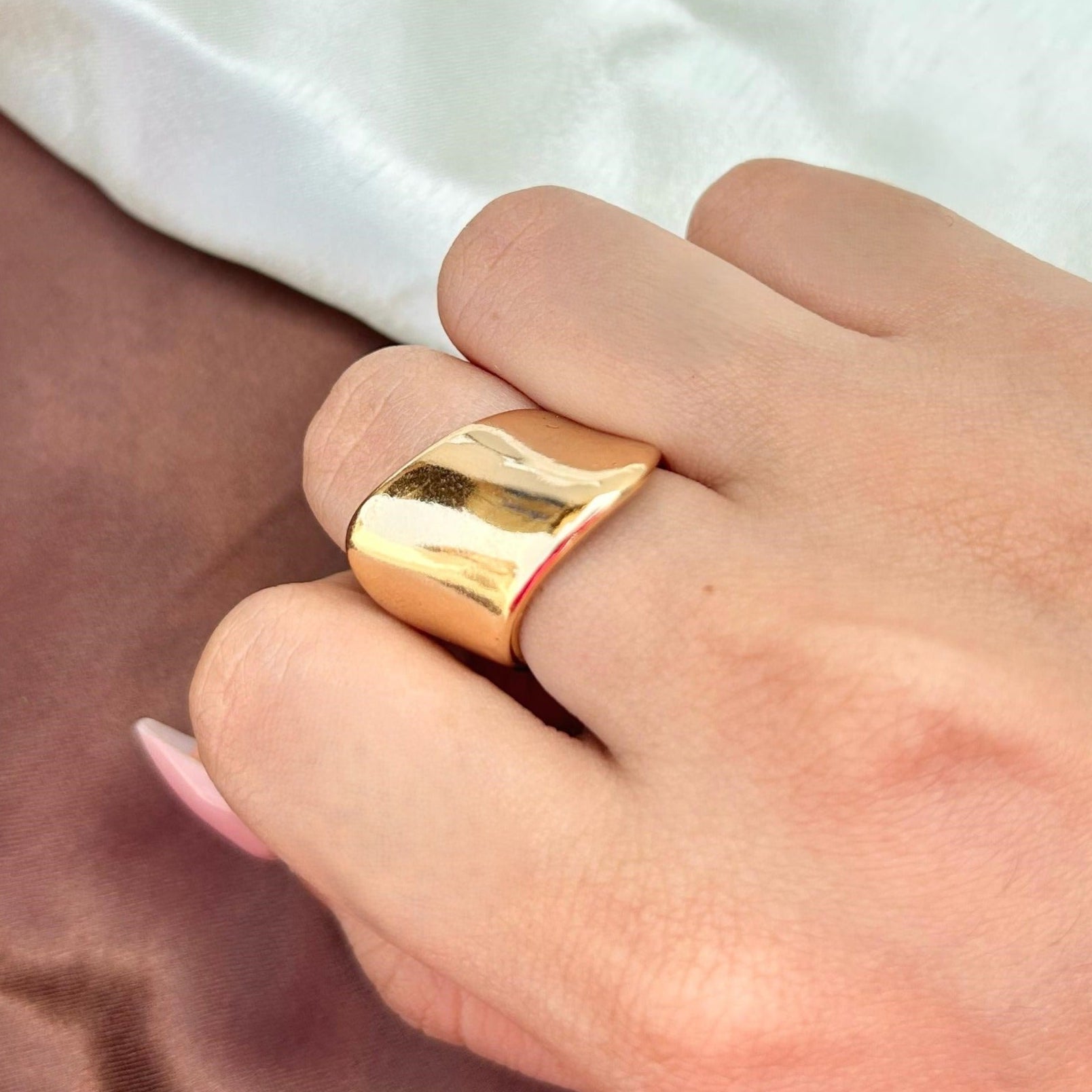 TFC Slant Style 9 Size Gold Plated Ring (Non Adjustable)