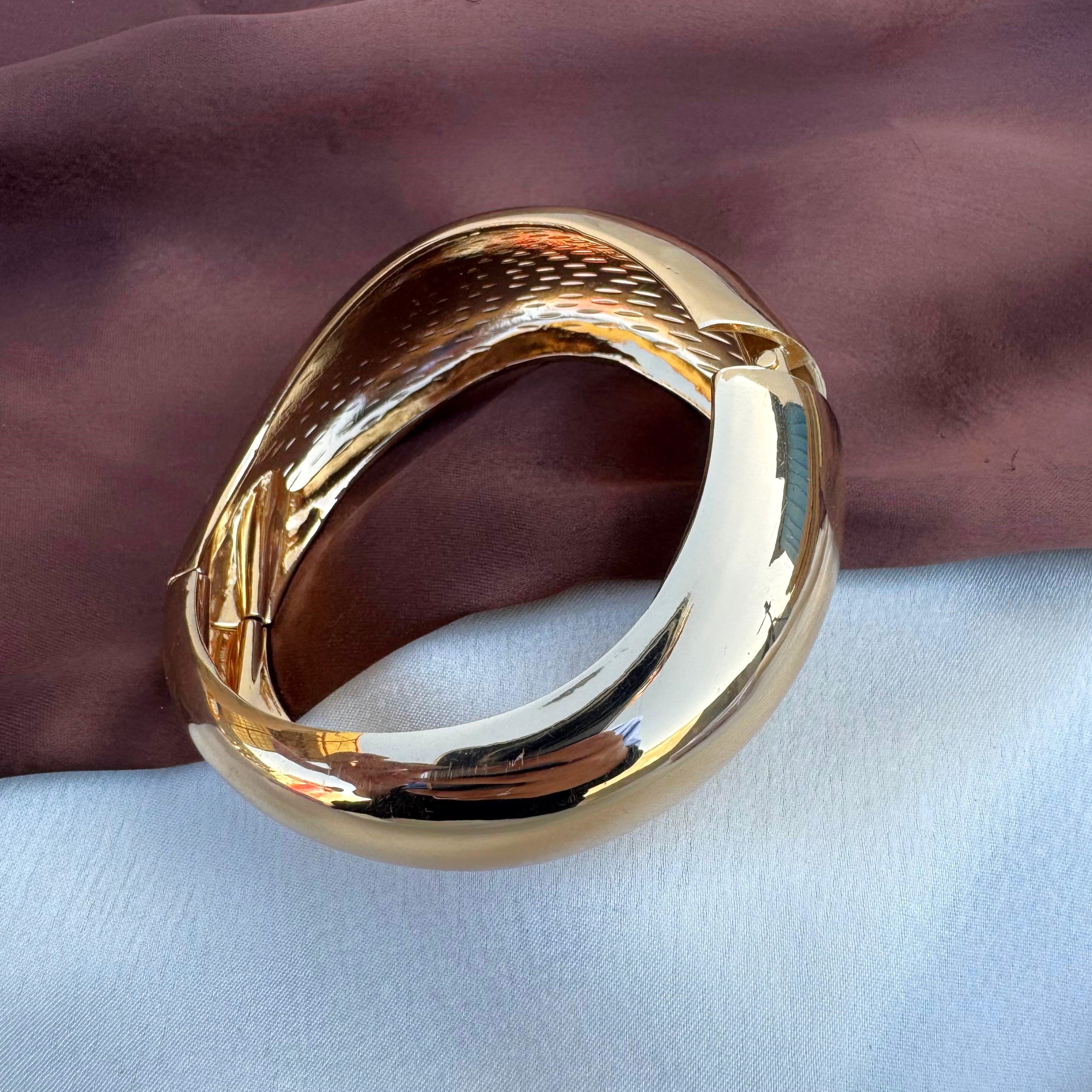 TFC Wavey Gold Plated Bracelet Bangle (size 6.2)