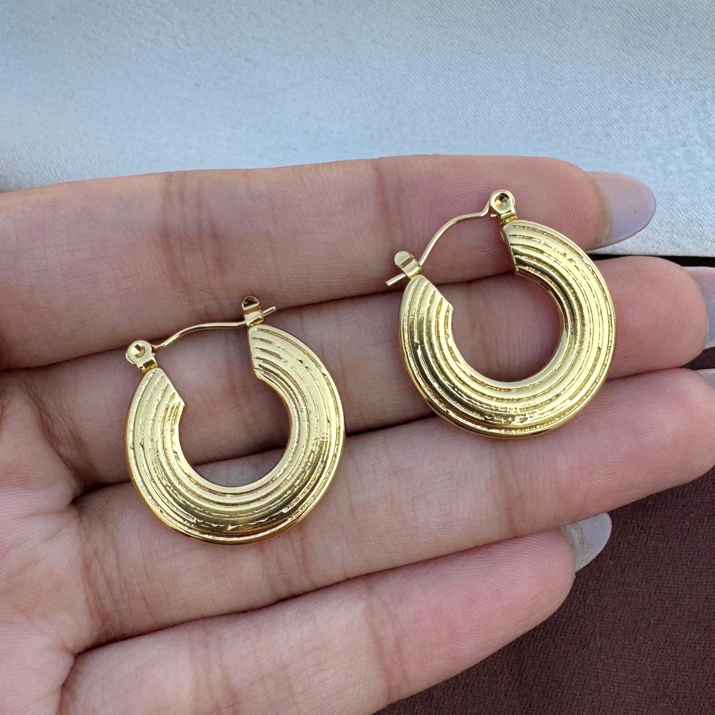 TFC Golden Wave Gold Plated Hoop Earrings