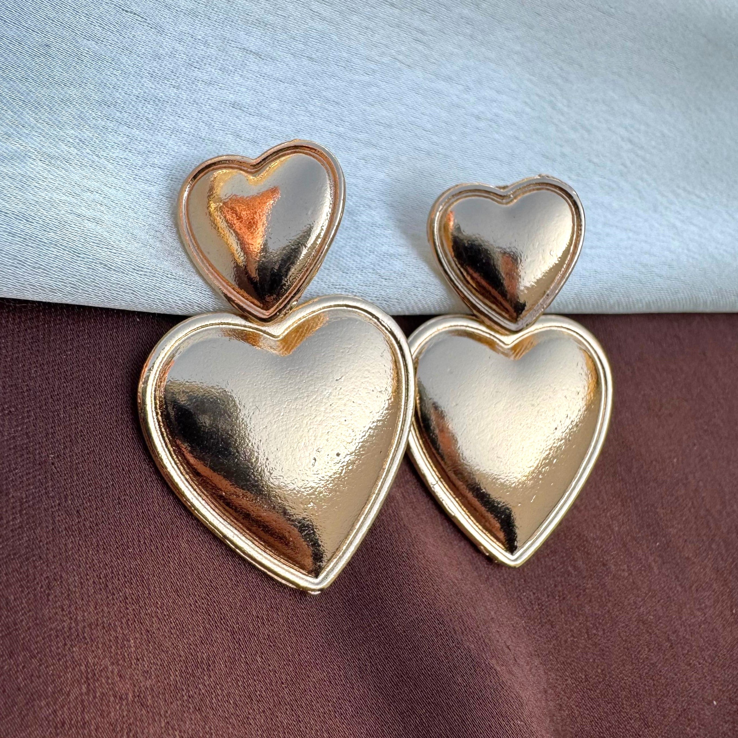 TFC Duo Hearts Gold Plated Dangler Earrings