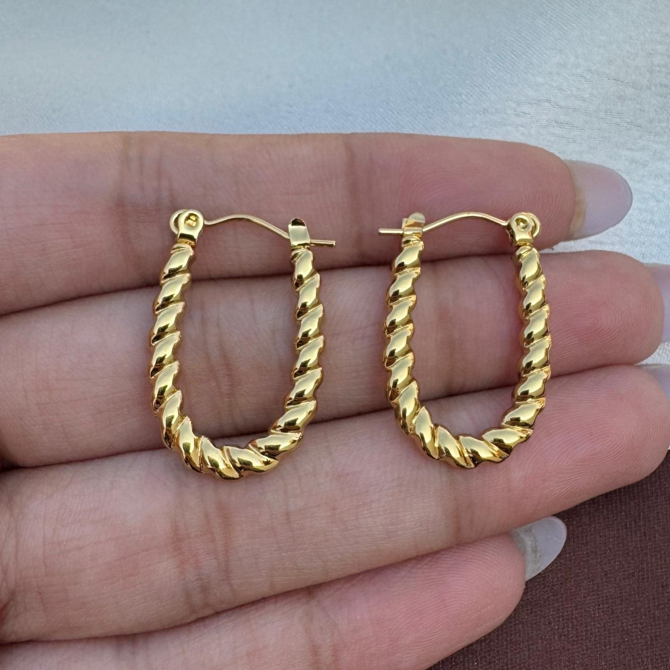 TFC Sleek Twisted Gold Plated Hoop Earrings