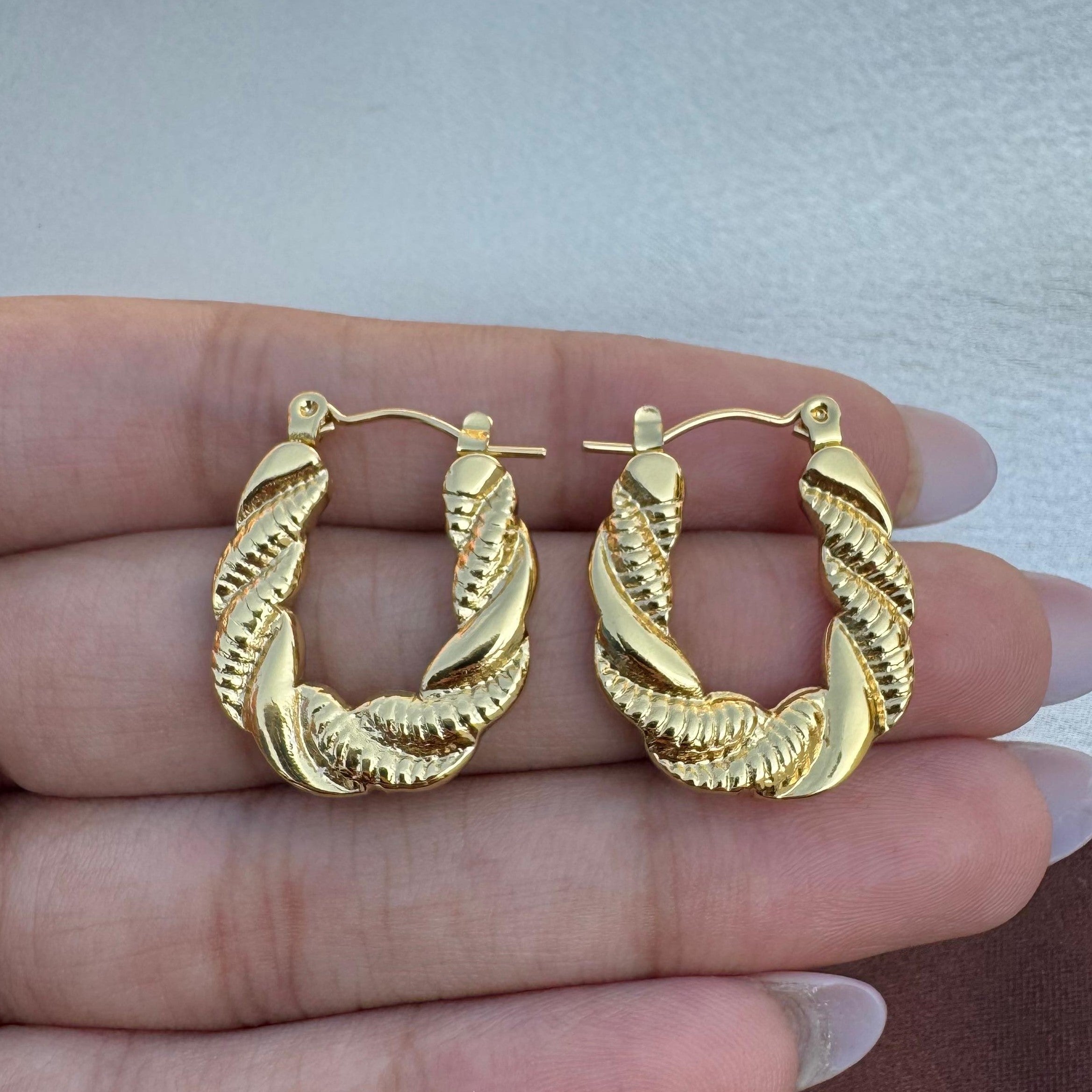 TFC Golden Braids Gold Plated Hoop Earrings