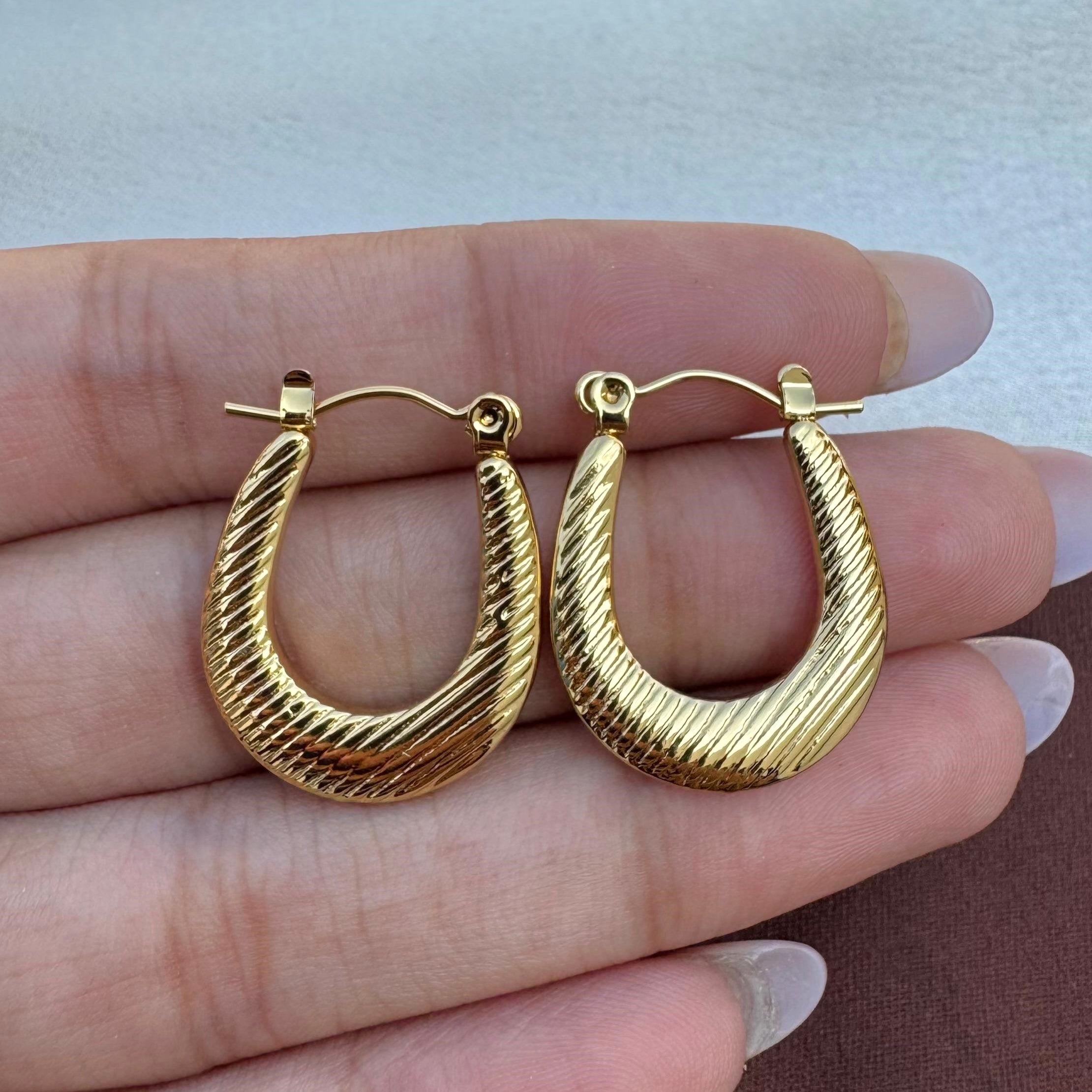 TFC Dainty Swirls Gold Plated Hoop Earrings