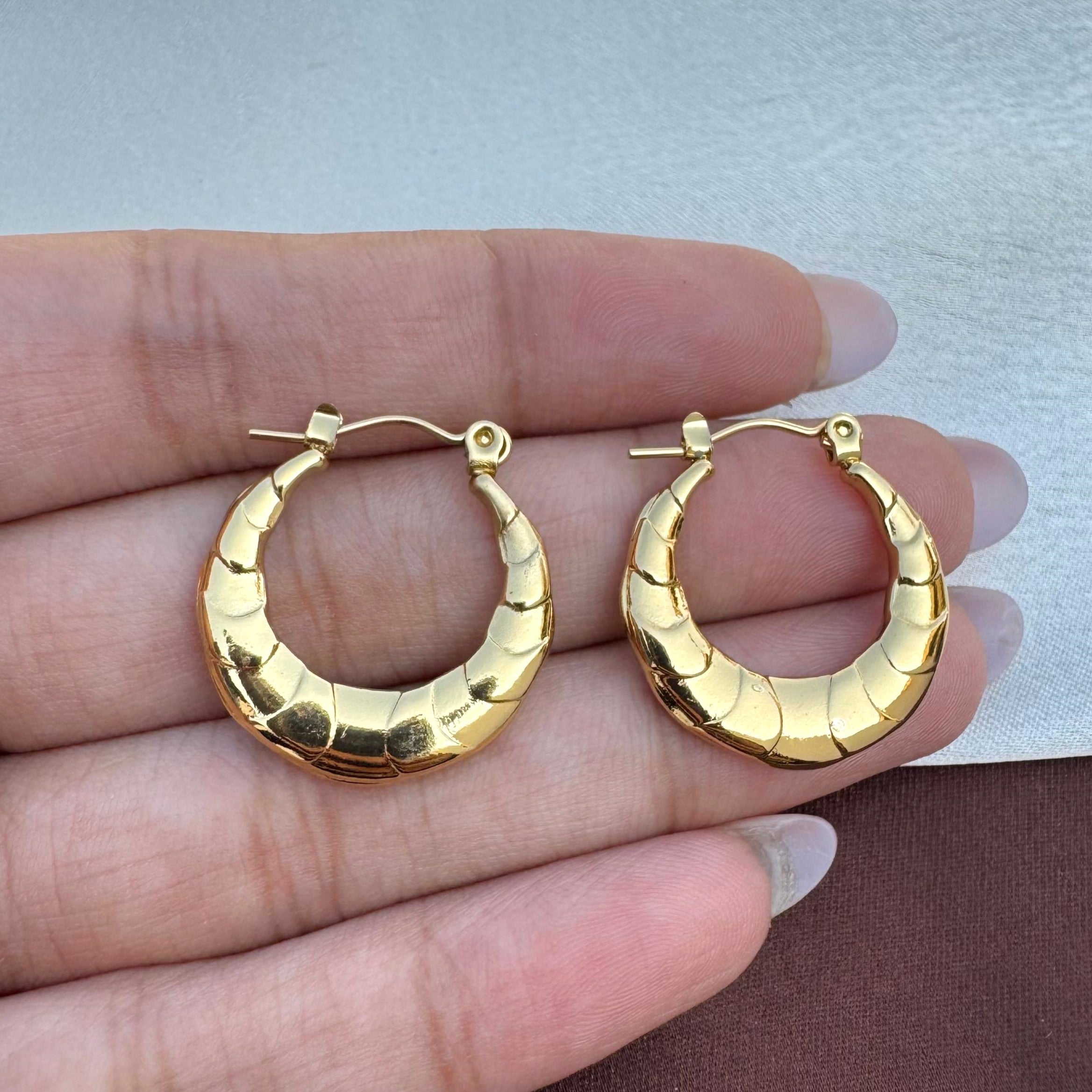 TFC Golden Angles Gold Plated Hoop Earrings