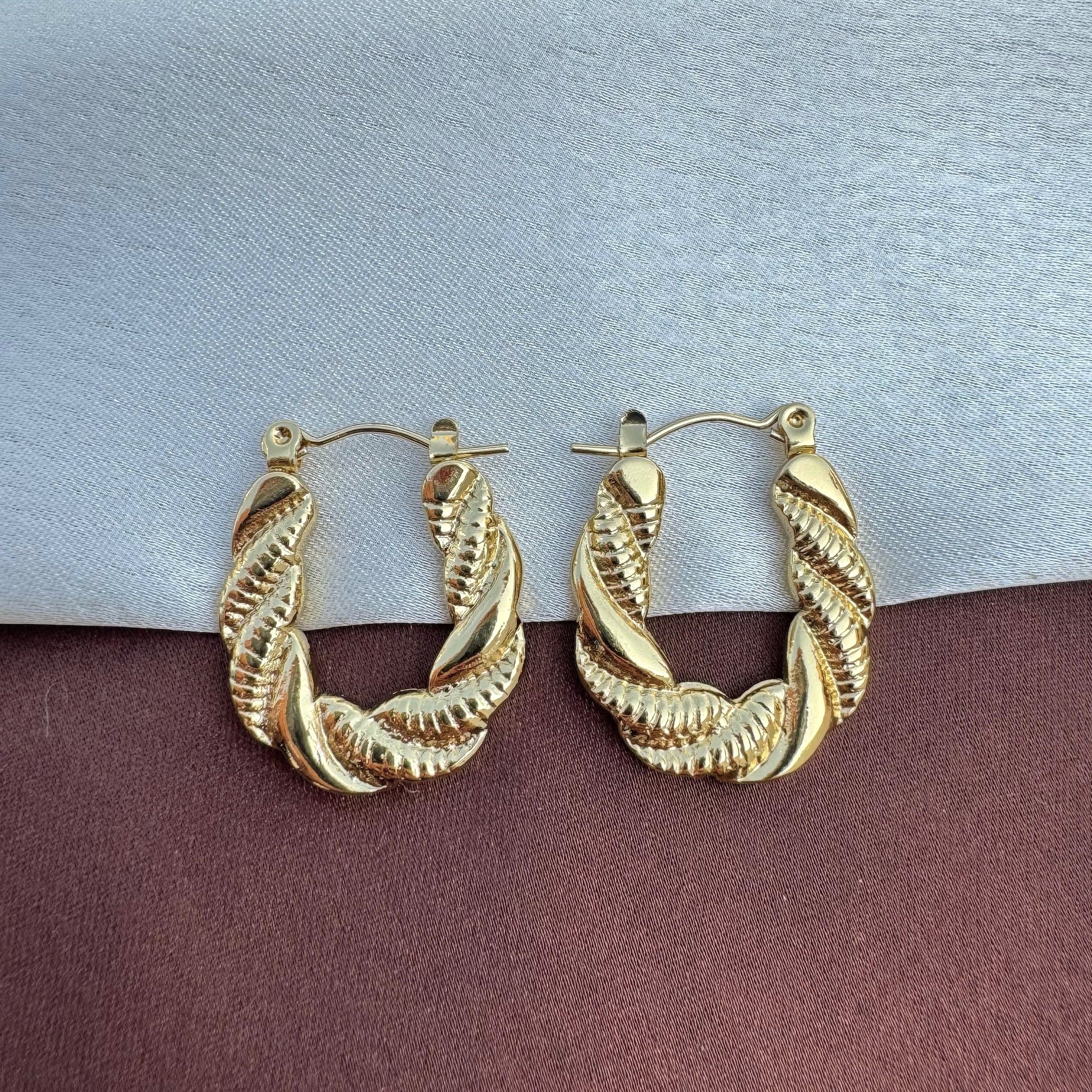 TFC Golden Braids Gold Plated Hoop Earrings