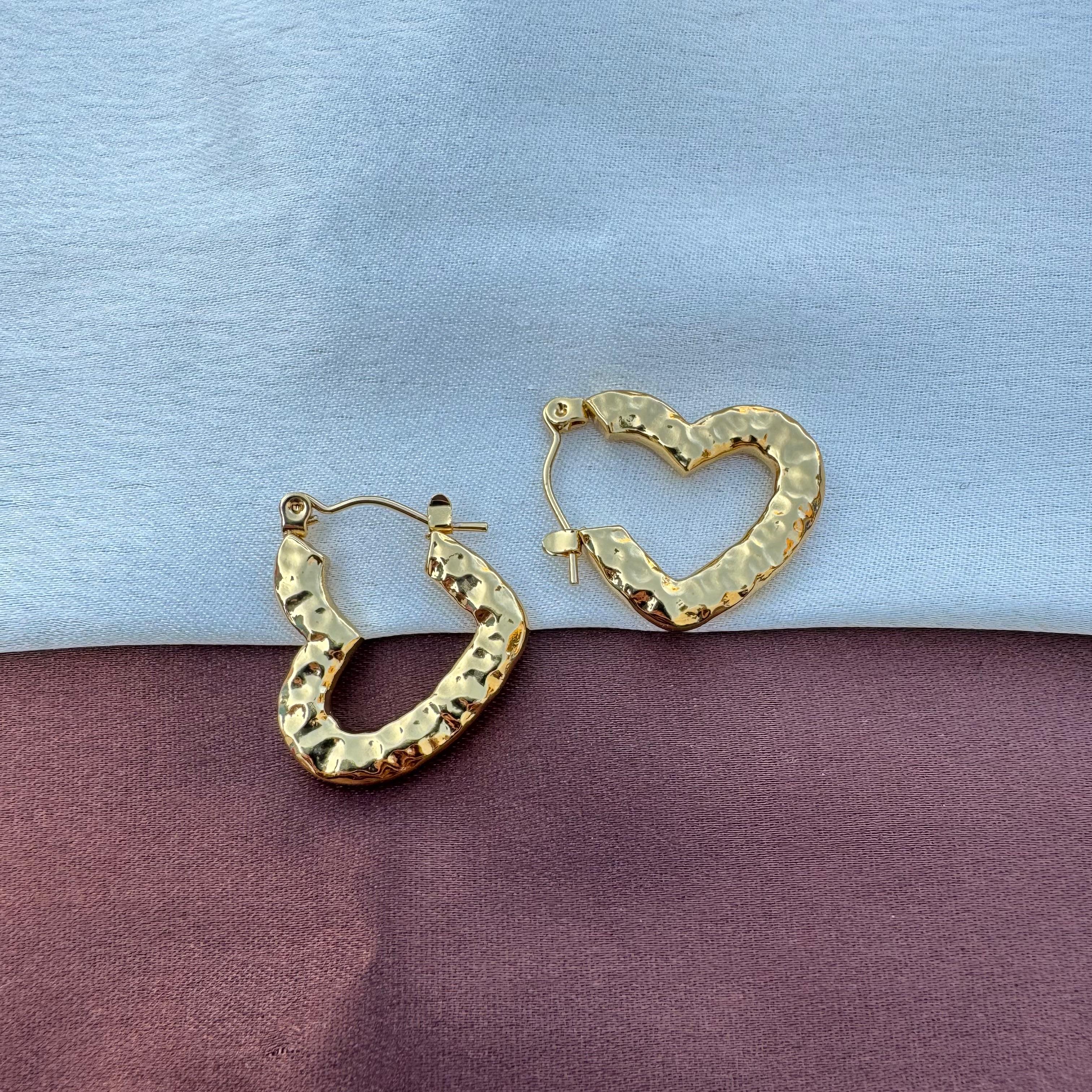 TFC Cosmic Heart Gold Plated Hoop Earrings