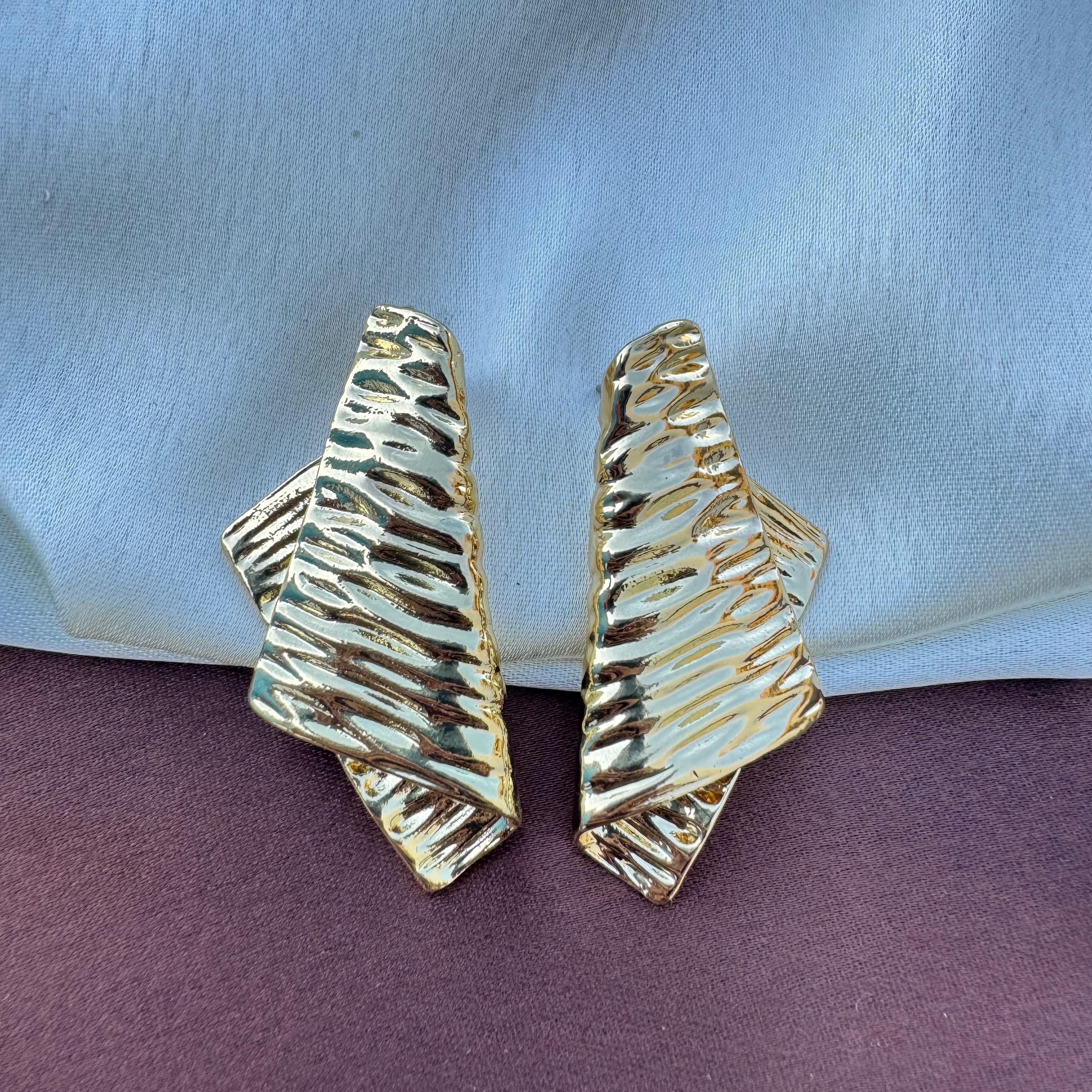 TFC Folded Gold Plated Stud Earrings