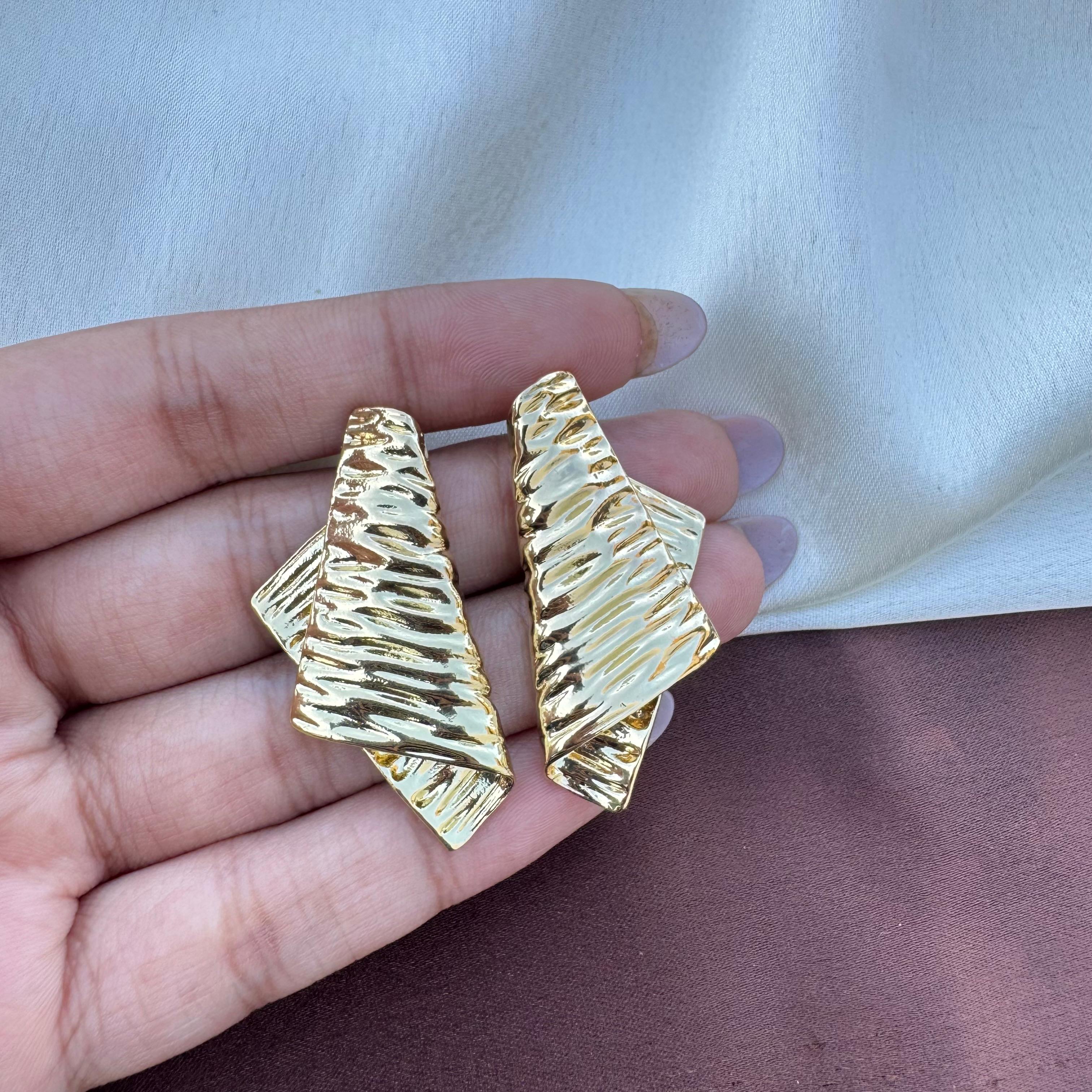 TFC Folded Gold Plated Stud Earrings