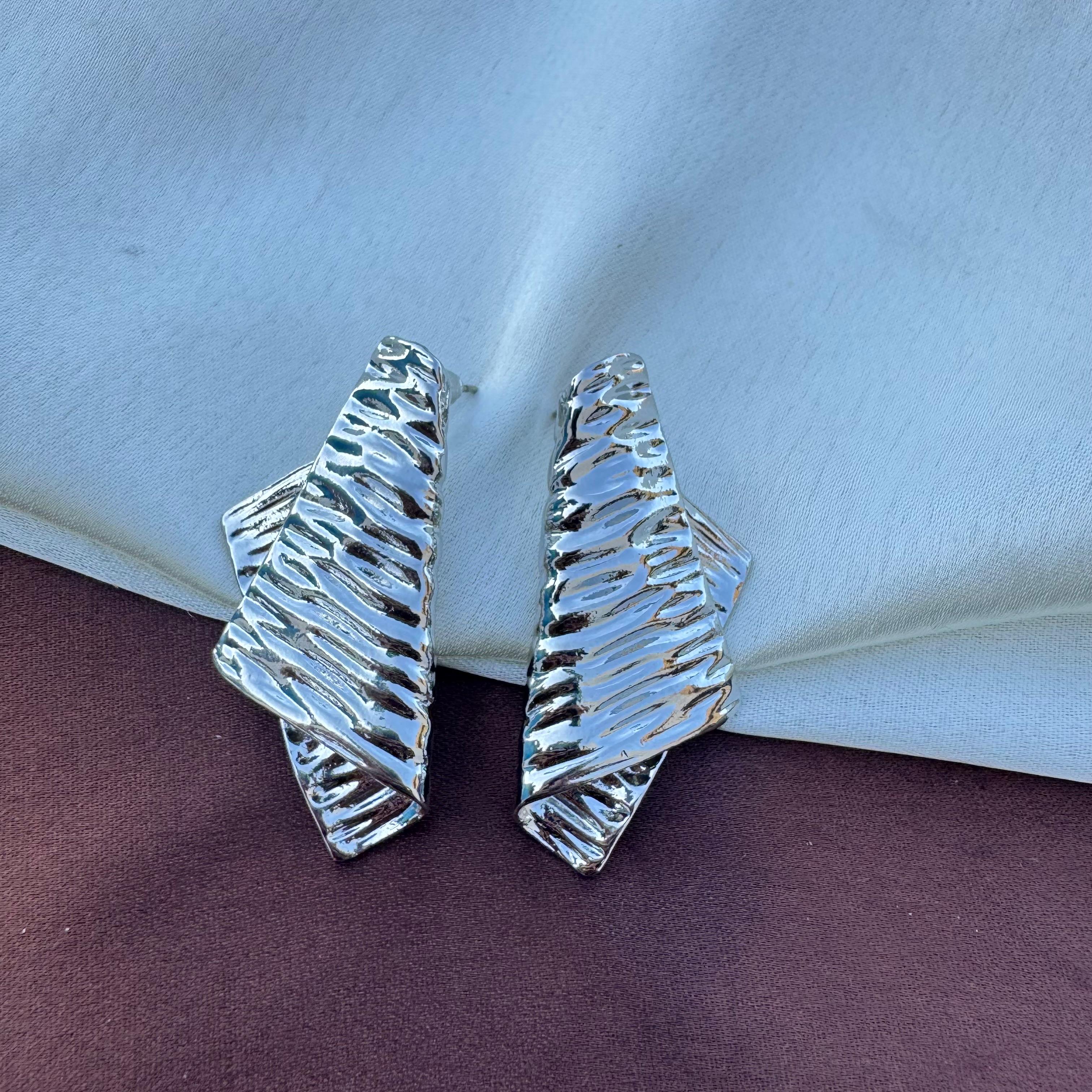 TFC Folded Silver Plated Stud Earrings
