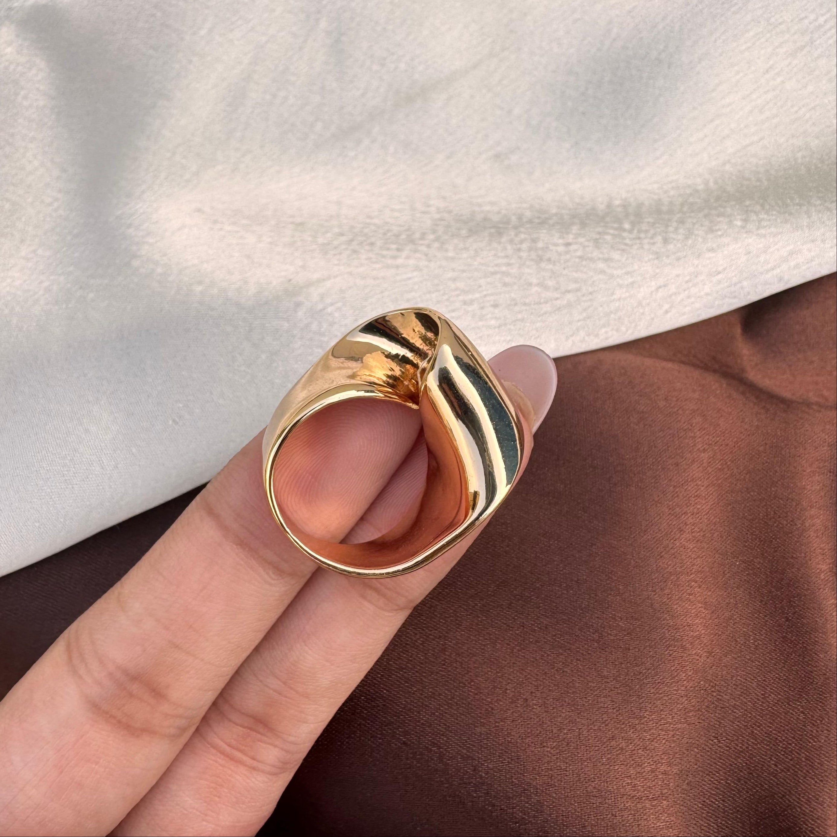TFC Size 2.6 cm Twister Gold Plated Ring