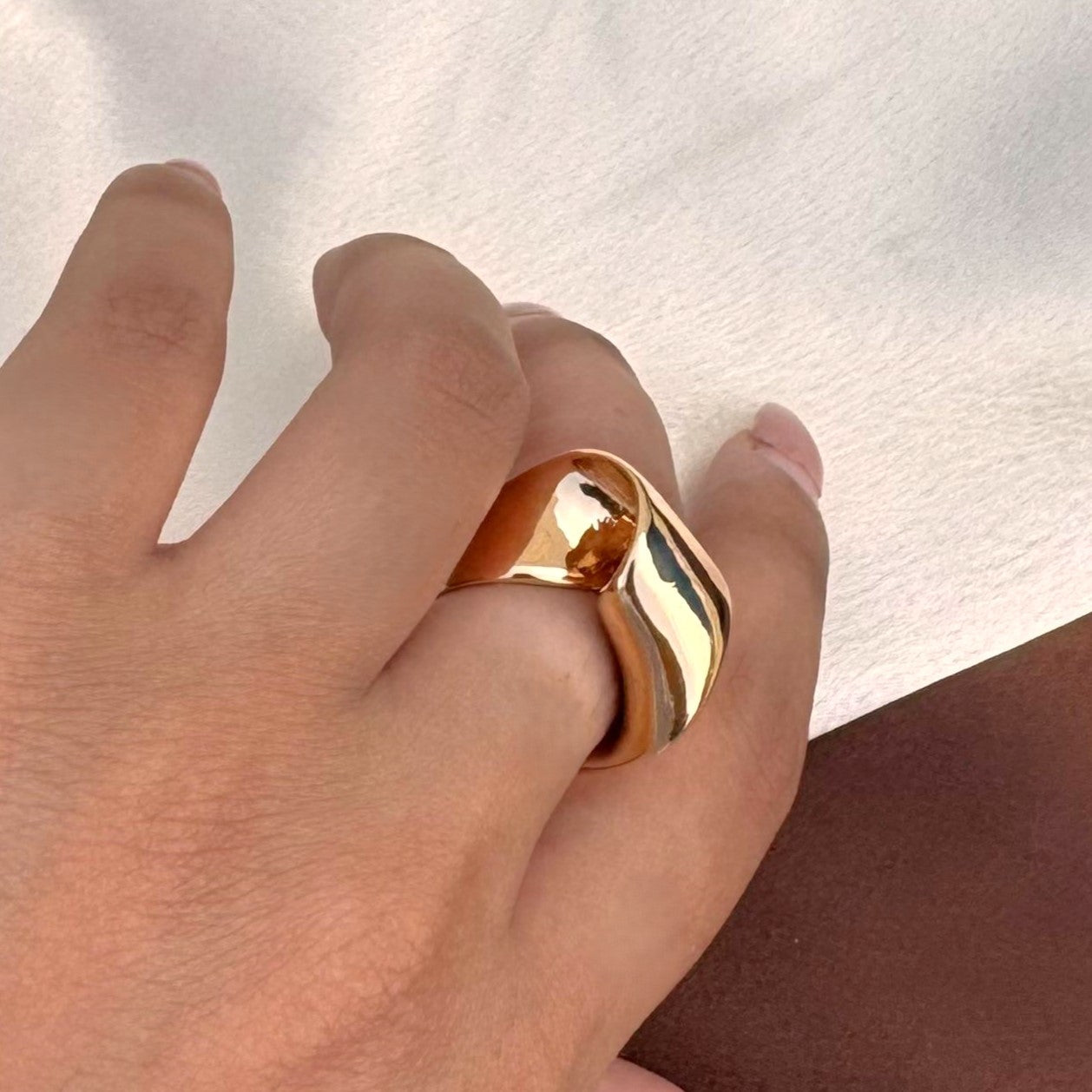 TFC Size 2.6 cm Twister Gold Plated Ring