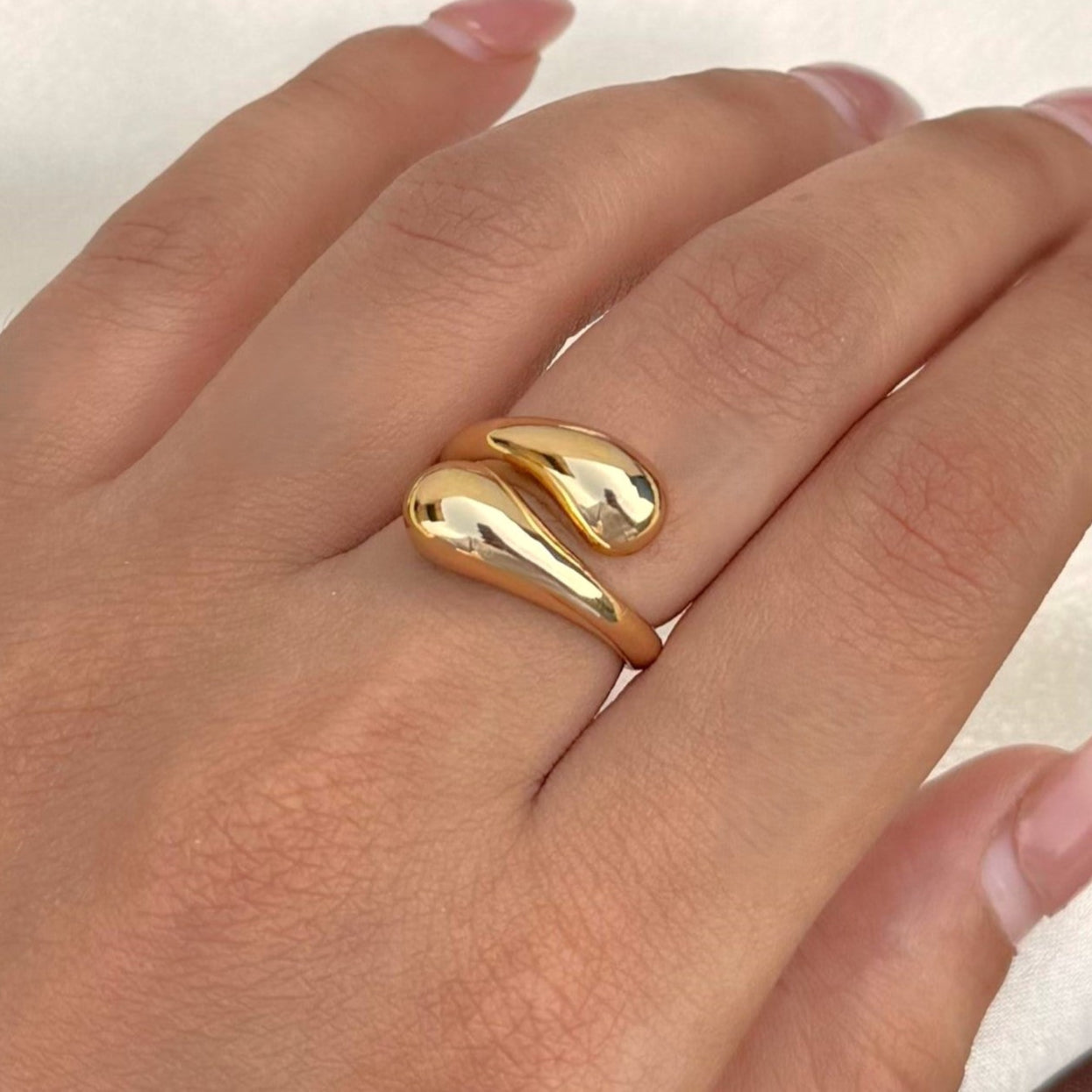 TFC Drop Hug Gold Plated Adjustable Ring