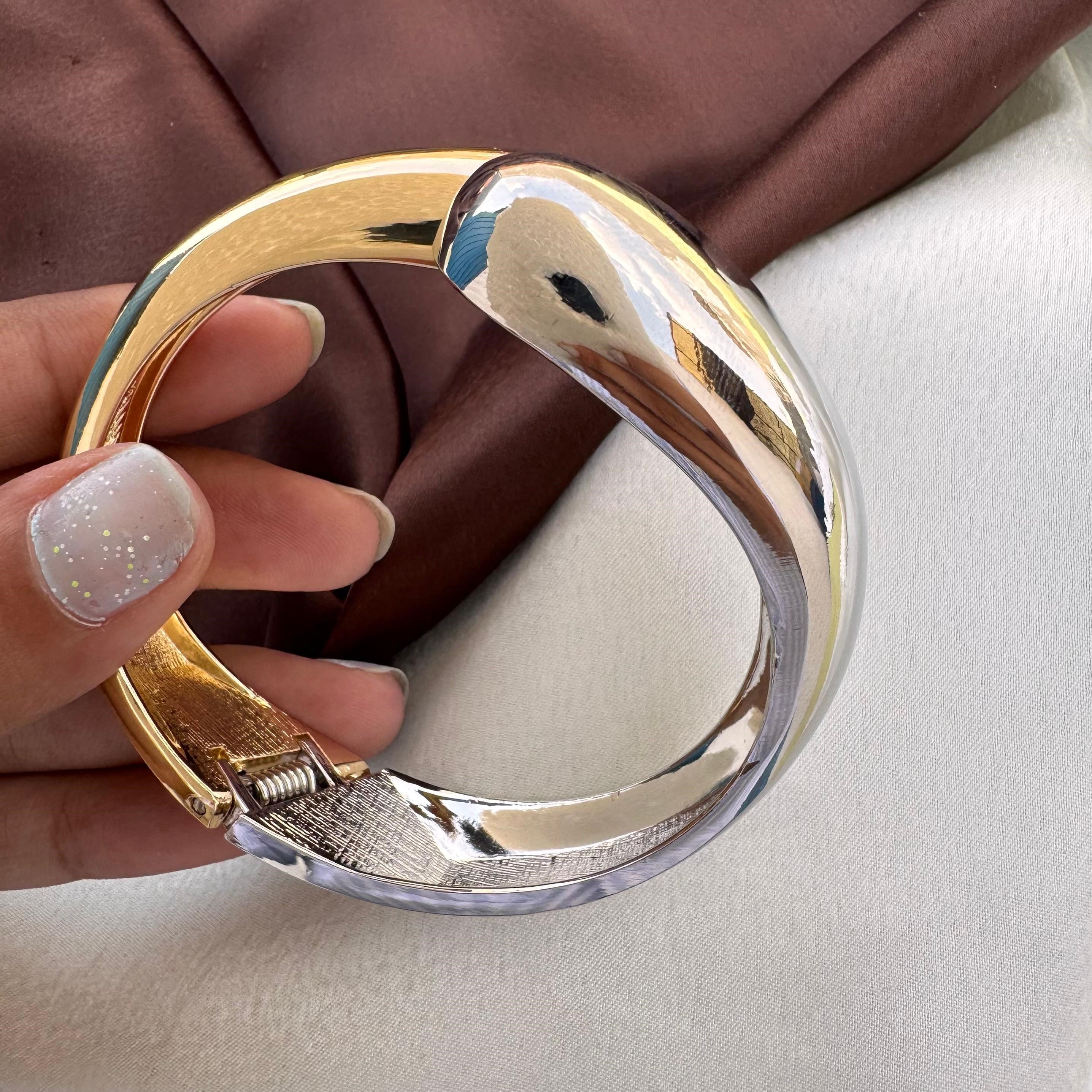 TFC Bold Beat Gold Plated Bracelet Bangle (size 6.6)