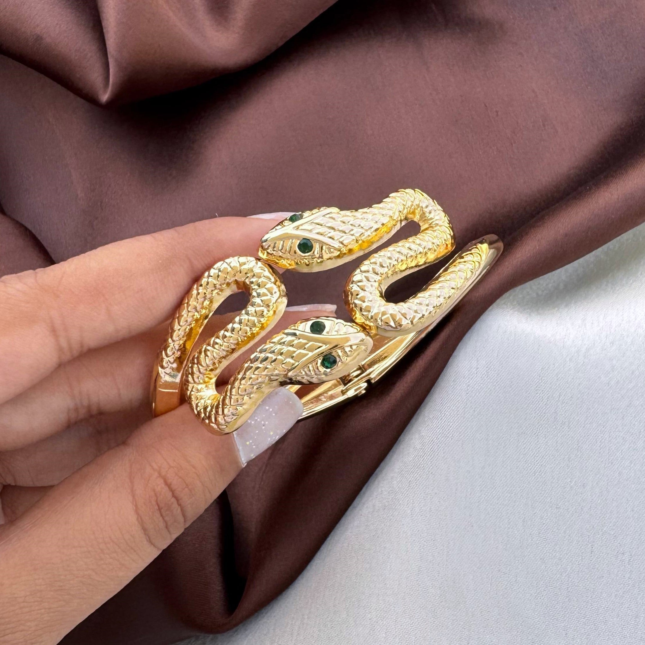TFC Dual Snake Gold Plated Bracelet Bangle (size 6.3)